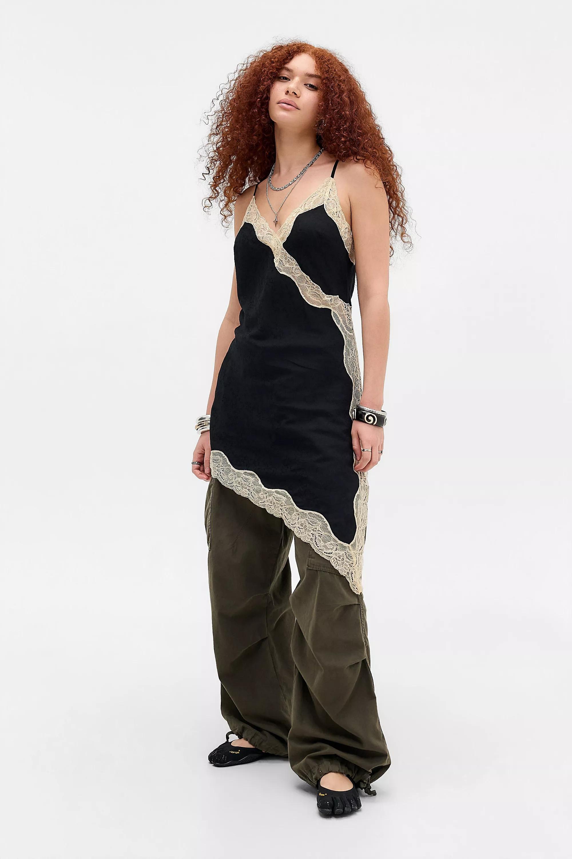 Black Light Before Dark Lexi Lace Tank Top Slip Dress, BLK, large image number 3