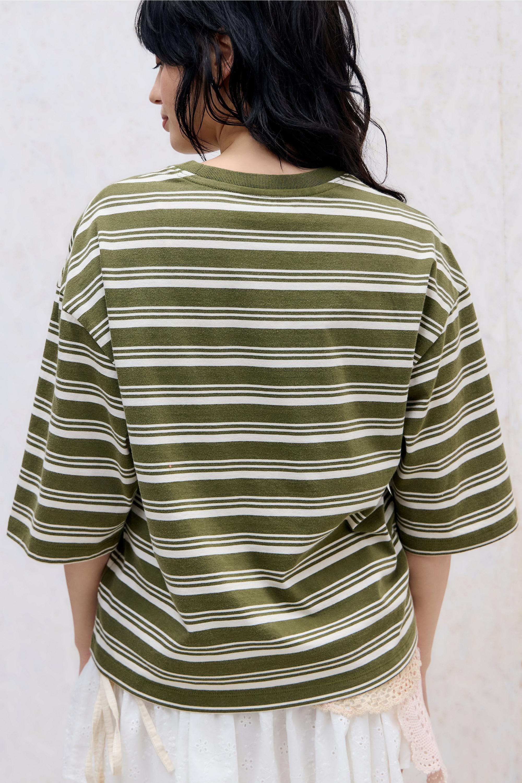 Khaki Bdg Kai Boxy Mid Sleeve T-Shirt, KHAKI, large image number 3