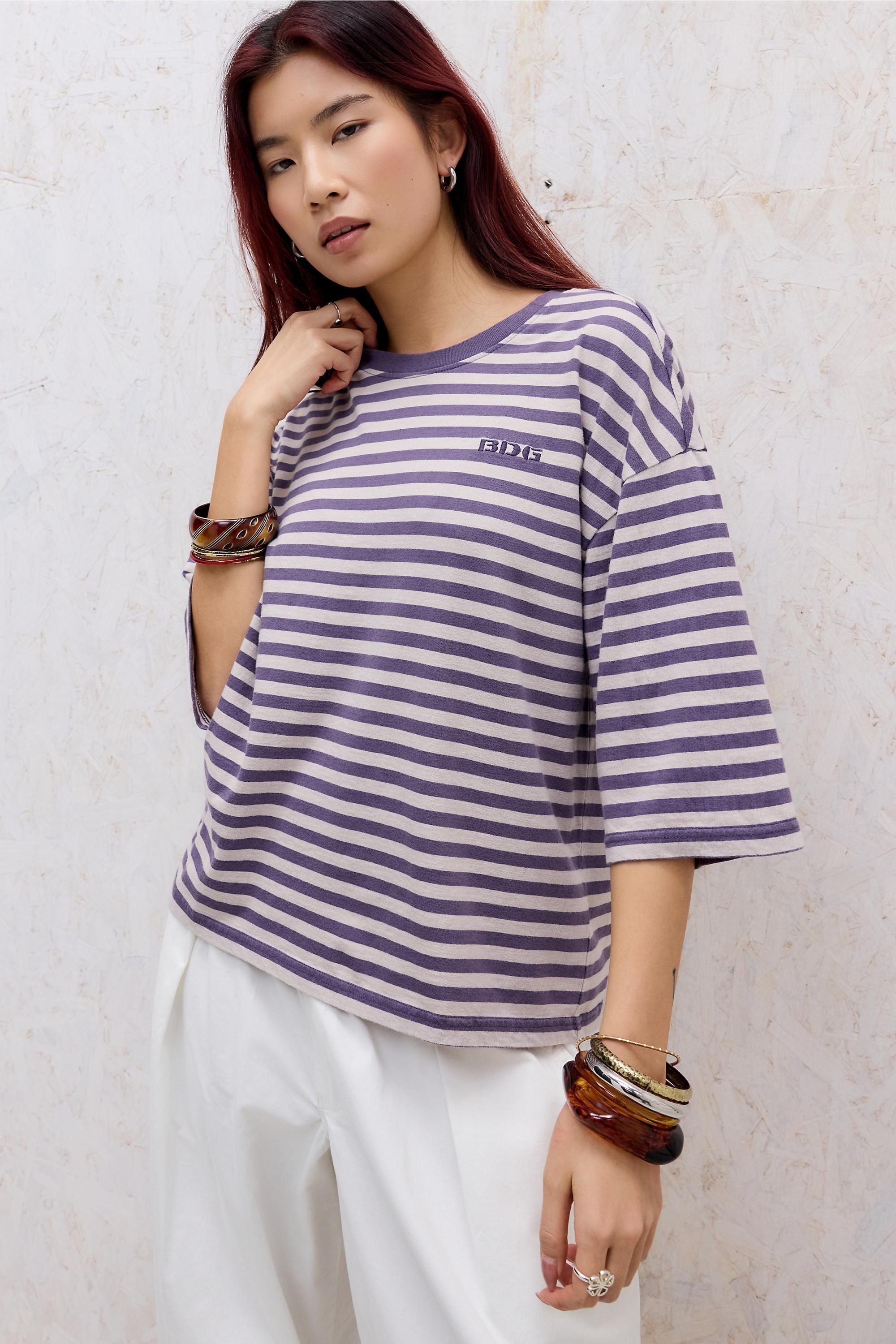 Purple Bdg Kai Boxy Mid Sleeve T-Shirt, PURP, large image number 0