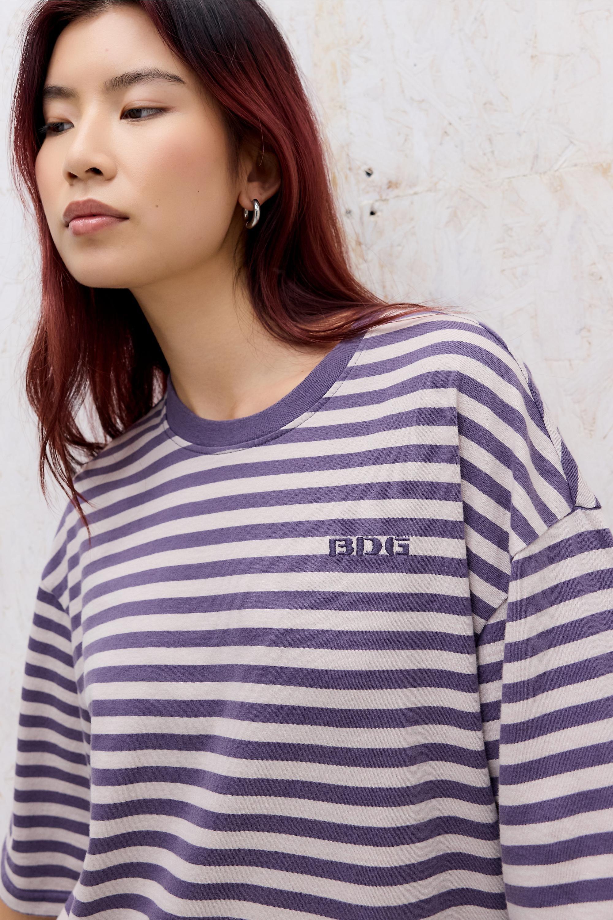 Purple Bdg Kai Boxy Mid Sleeve T-Shirt, PURP, medium