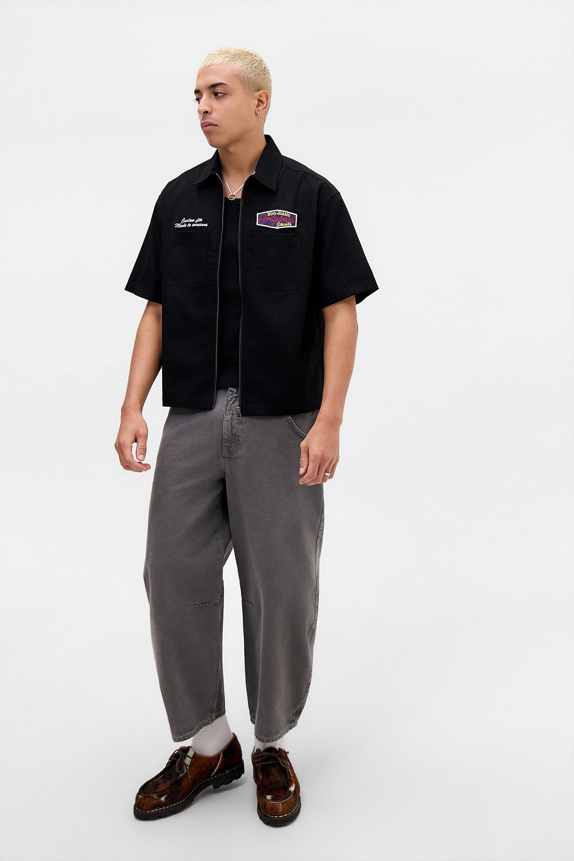 Black Bdg Black Zip-Through Short Sleeve Mechanic Shirt, BLK, large image number 2