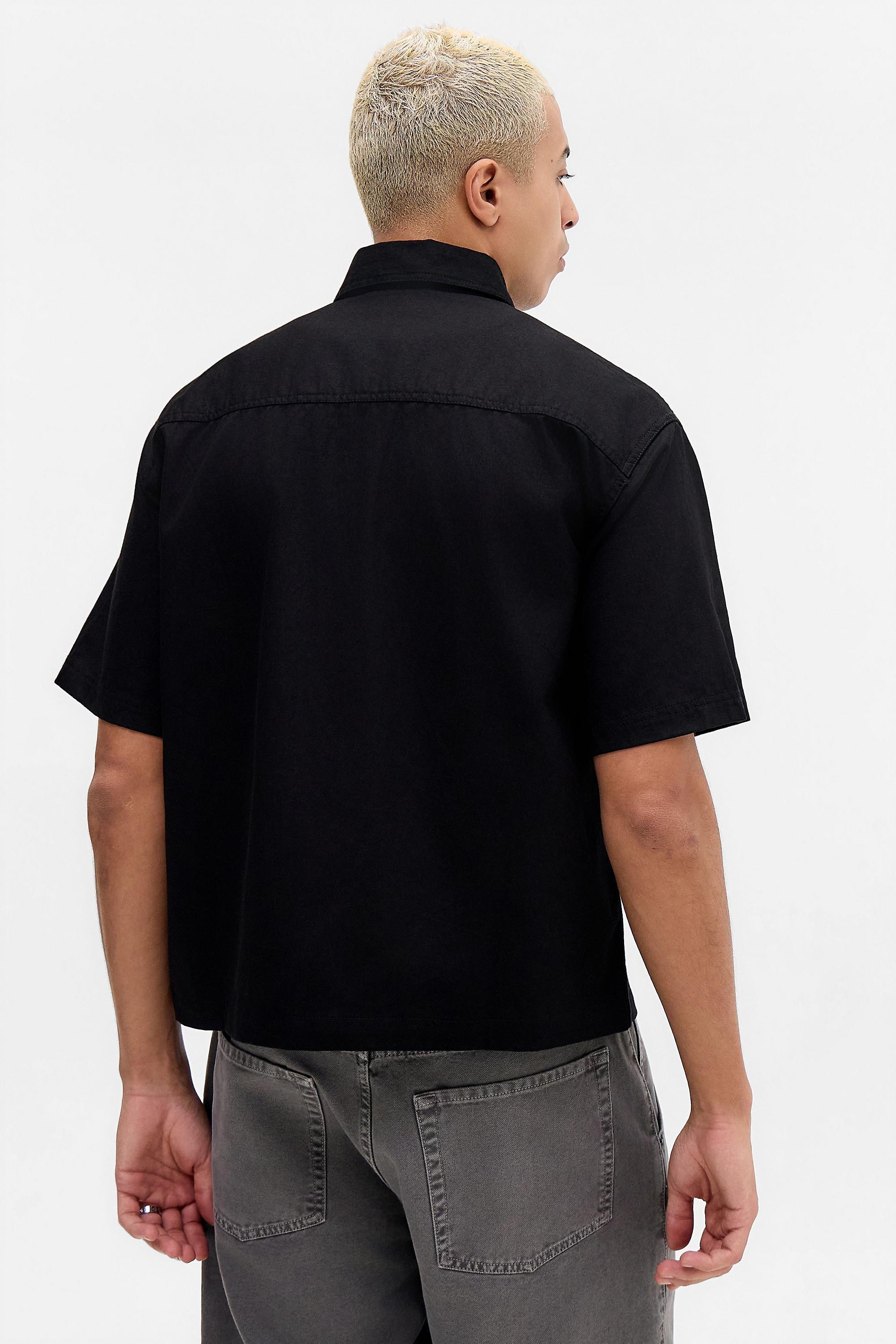 Black Bdg Black Zip-Through Short Sleeve Mechanic Shirt, BLK, large image number 3