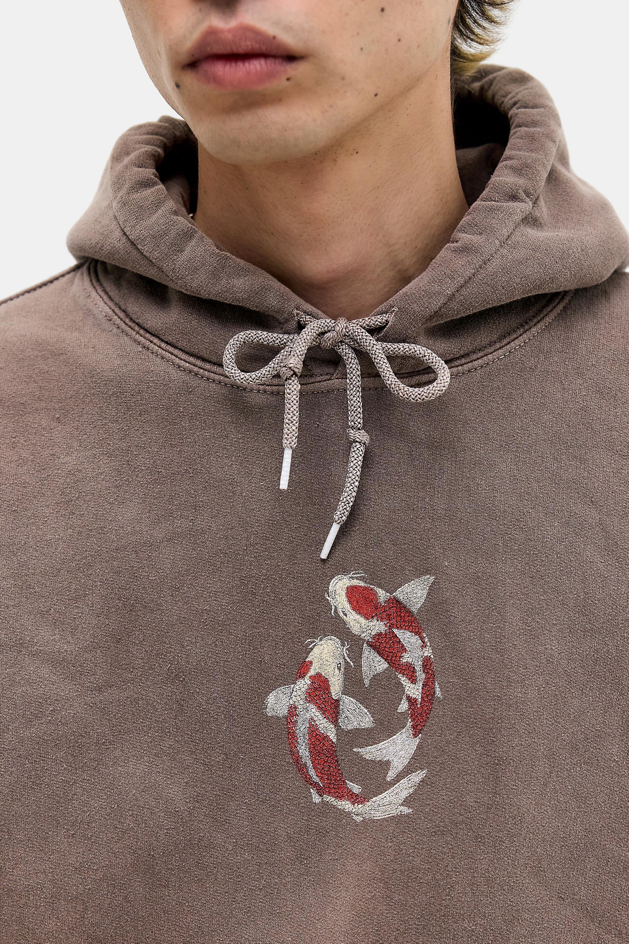 Brown Uo Brown Asiatic Koi Hoodie, BRN, large image number 2