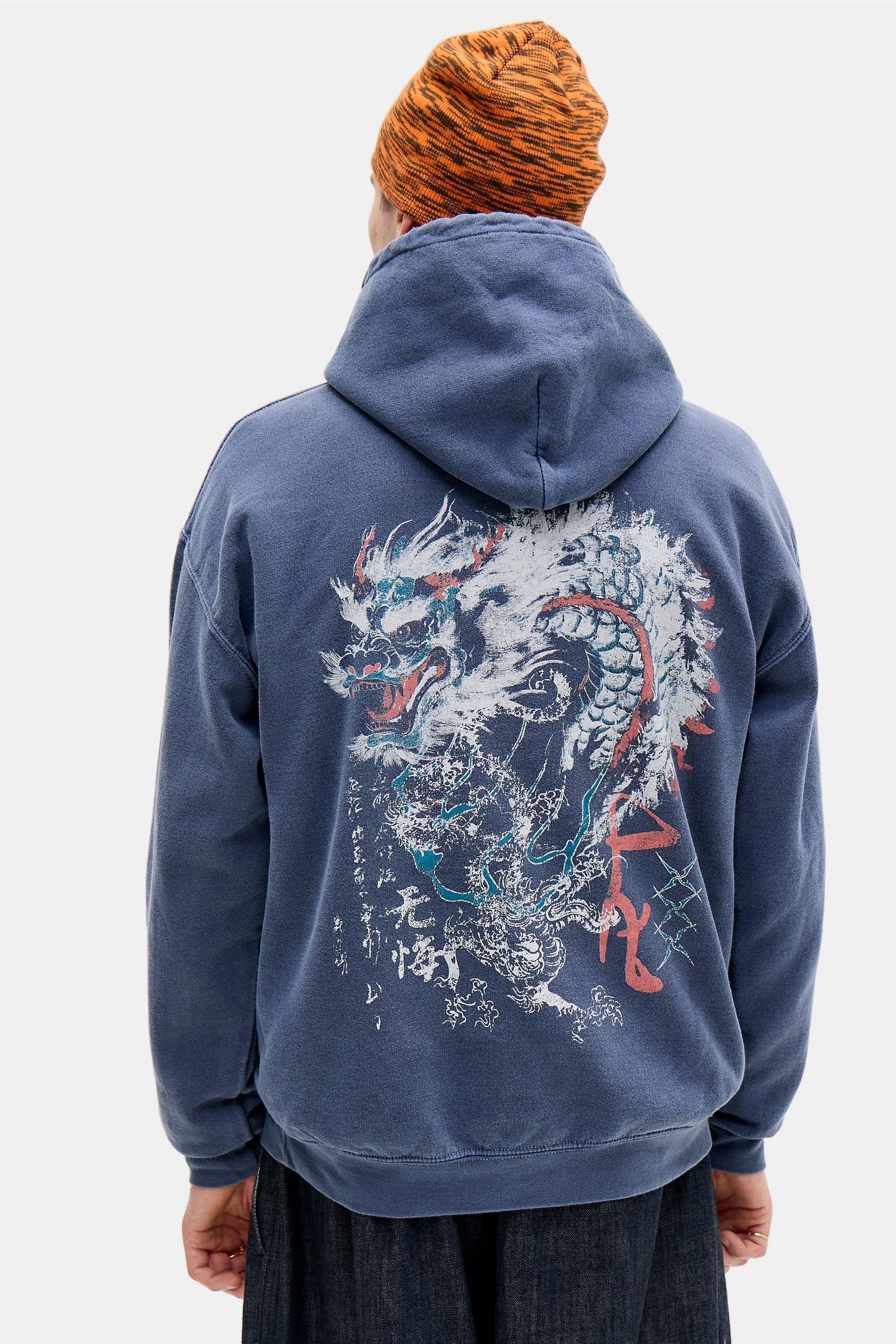 Blue UO Blue Dragon Grunge Hoodie, BLUE, large image number 0