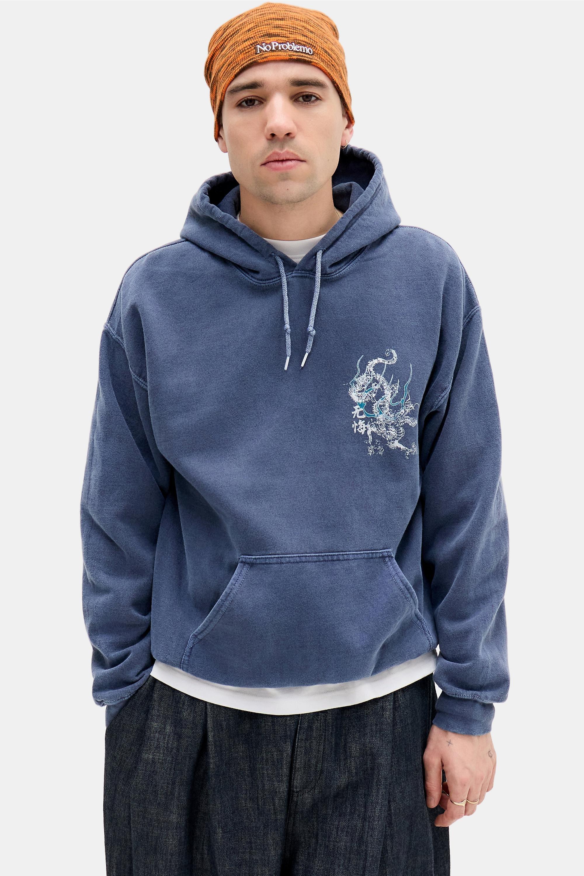 Blue UO Blue Dragon Grunge Hoodie, BLUE, large image number 2
