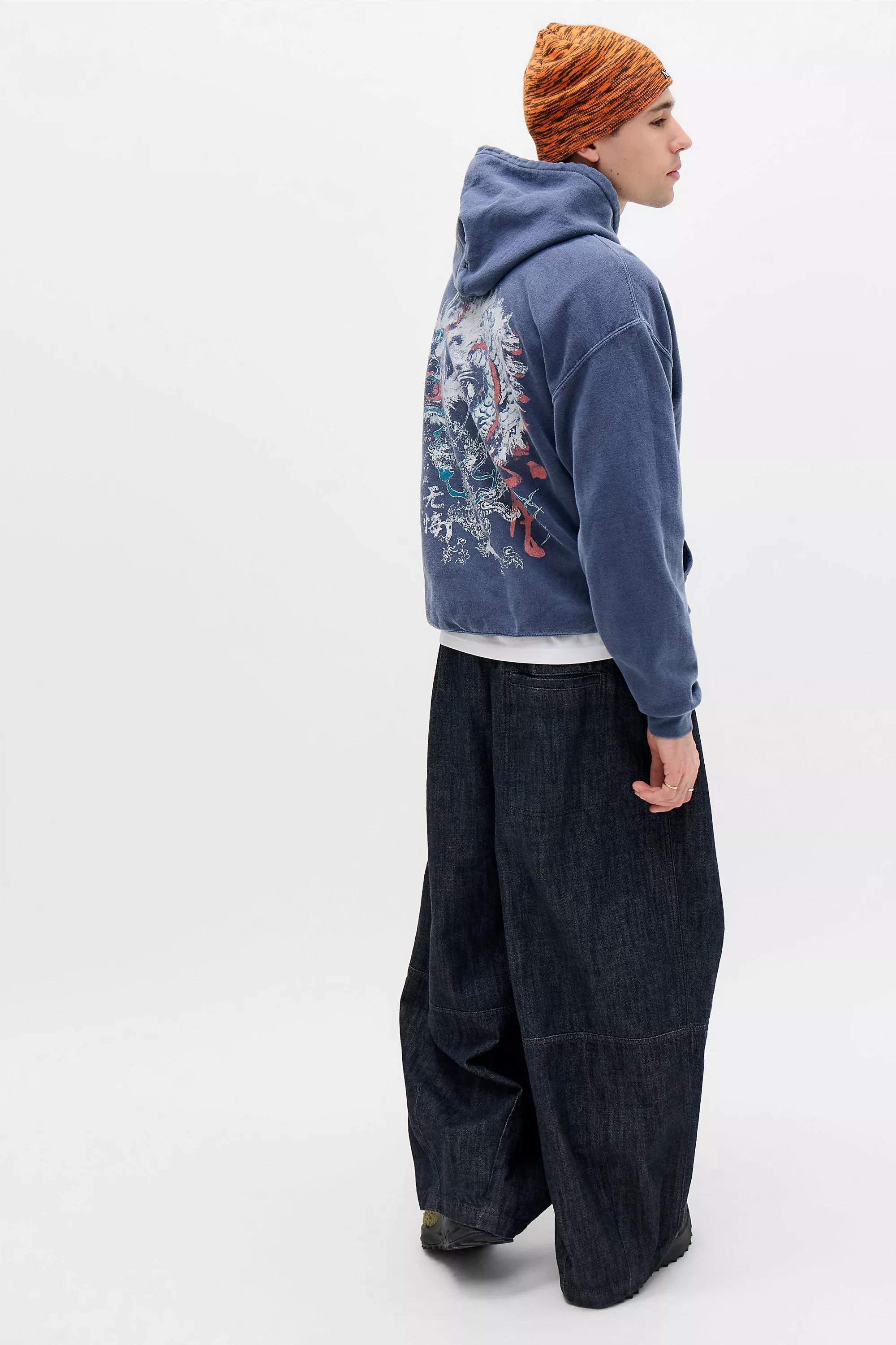 Blue UO Blue Dragon Grunge Hoodie, BLUE, large image number 3