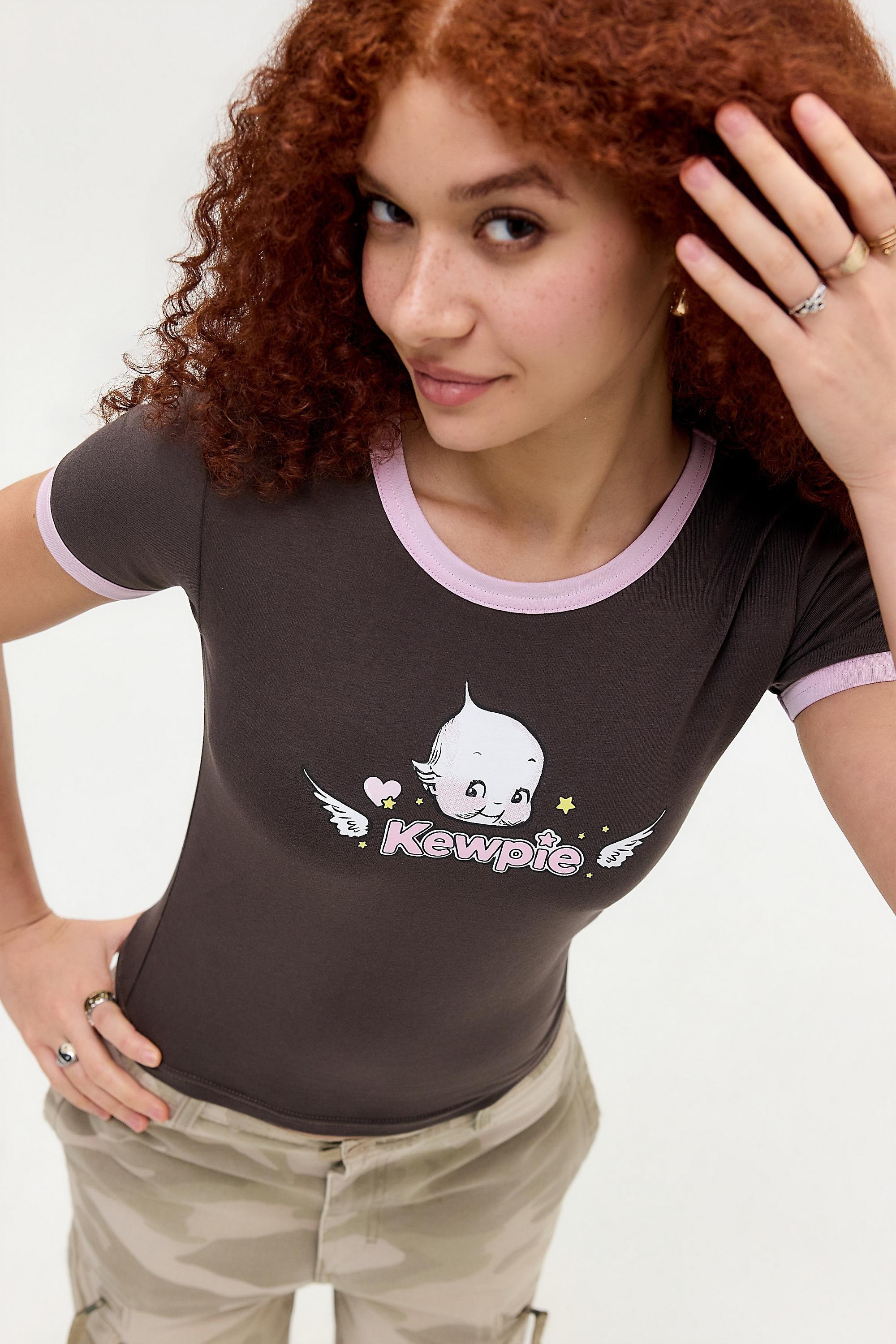 Brown Daisy Street Kewpie Ringer T-Shirt, BRN, large image number 0