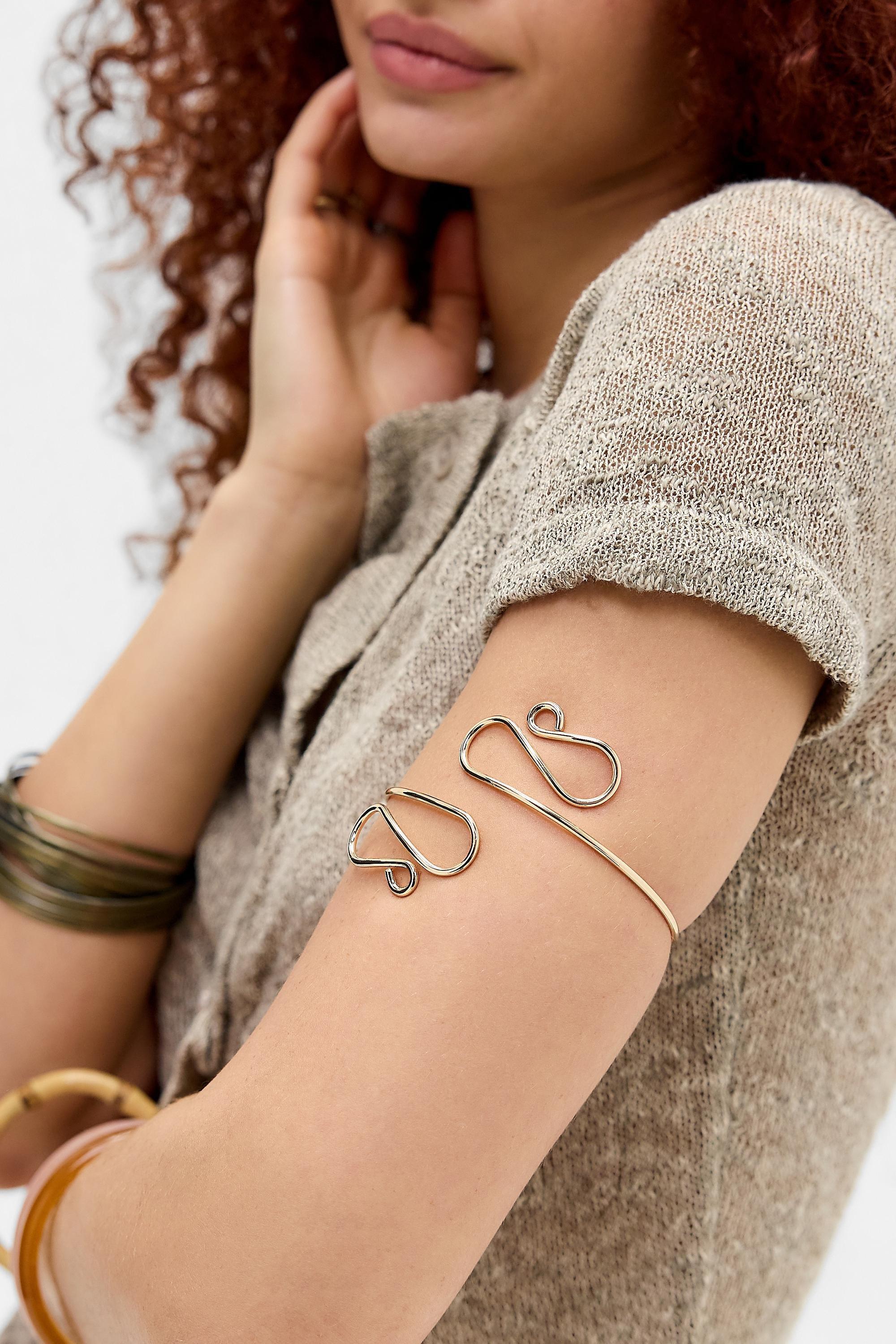 Gold Silence + Noise Ripple Arm Cuff, GOLD, medium