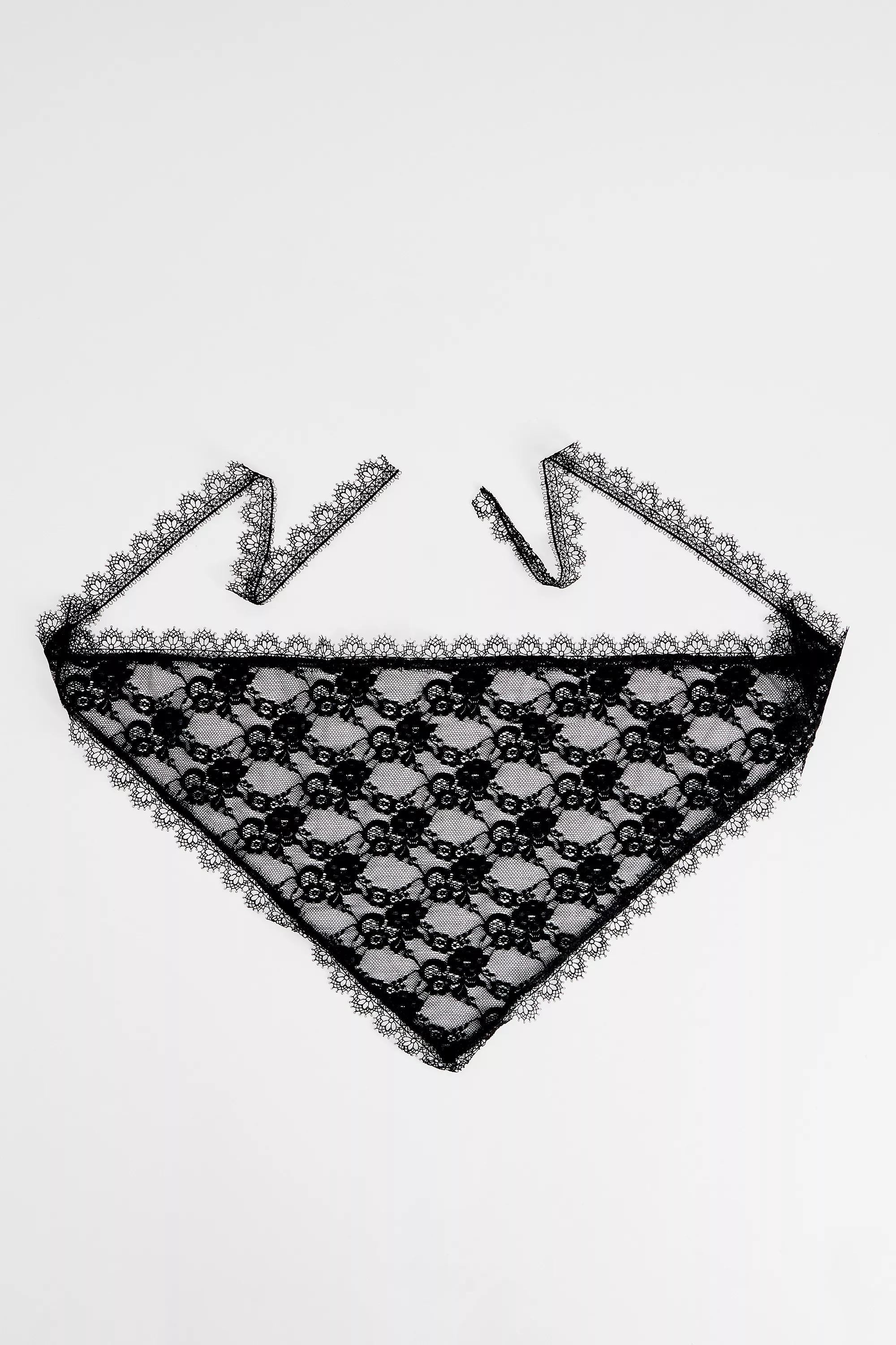 BLACK UO Lace Triangle Scarf, BLK, large image number 1