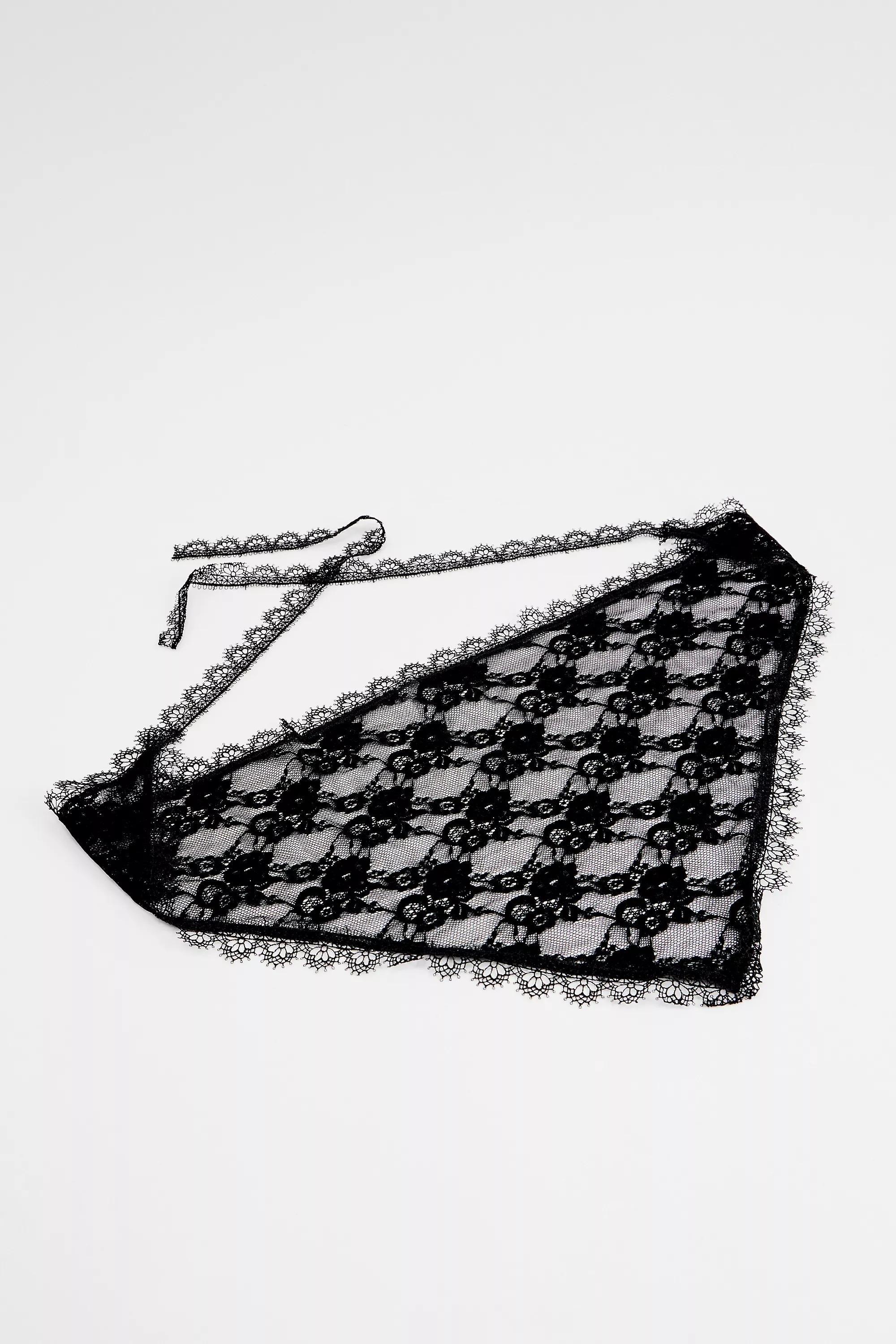 BLACK UO Lace Triangle Scarf, BLK, large image number 4