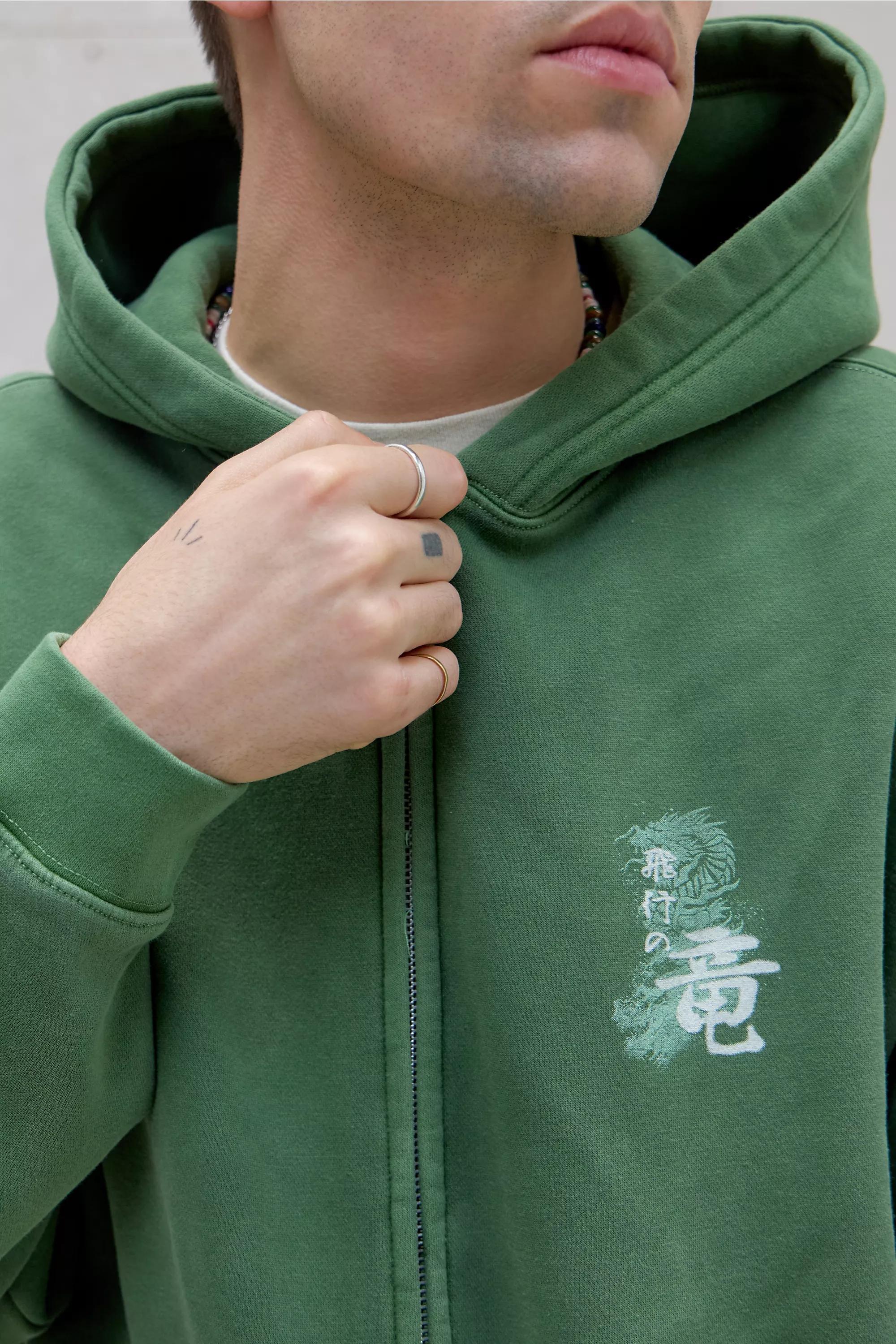 Green Uo Grunge Dragon Zip Hoodie, GRN, large image number 2