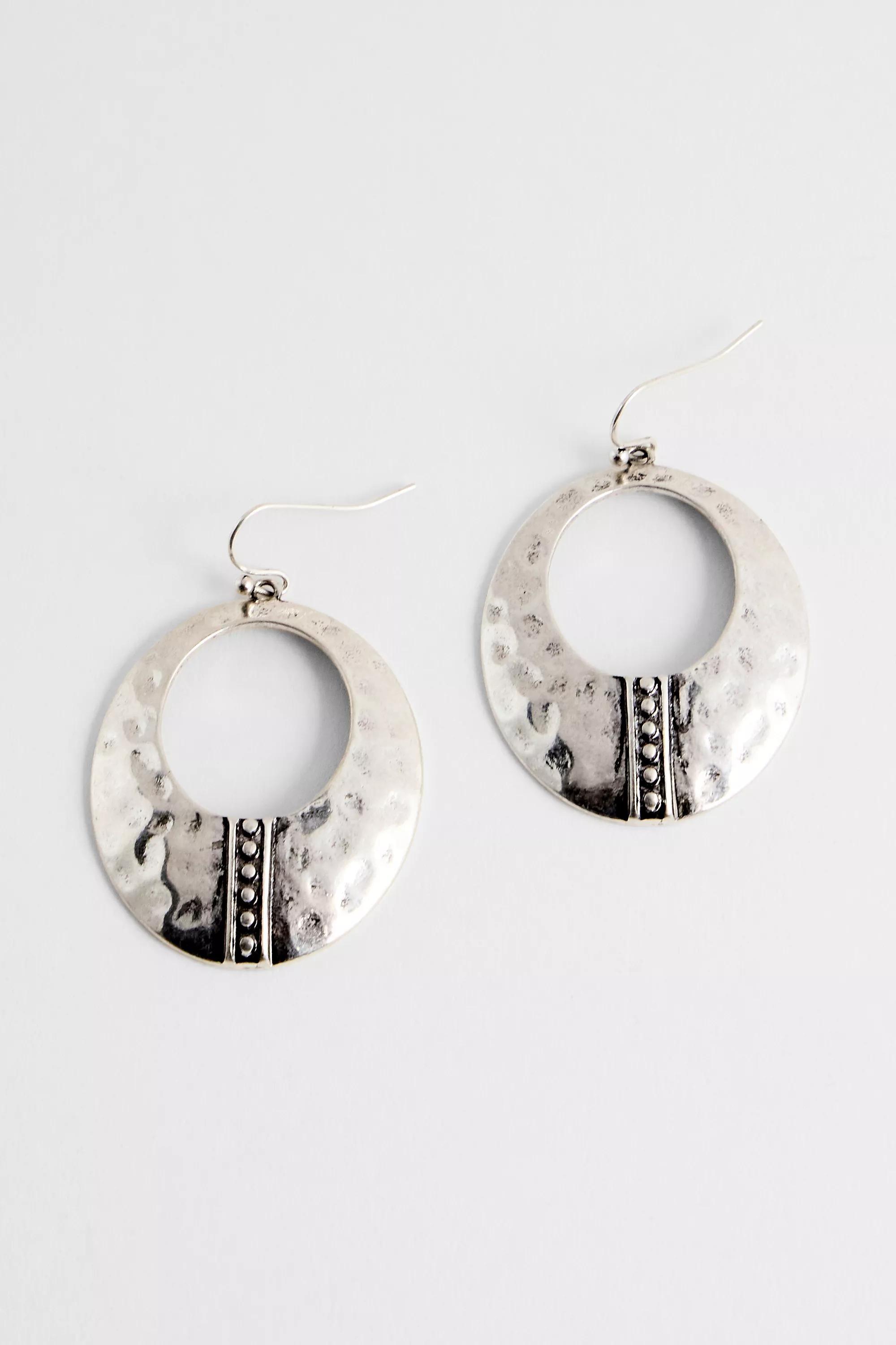 Gold Silence + Noise Hammered Circle Hoop Earrings, GOLD, large image number 1