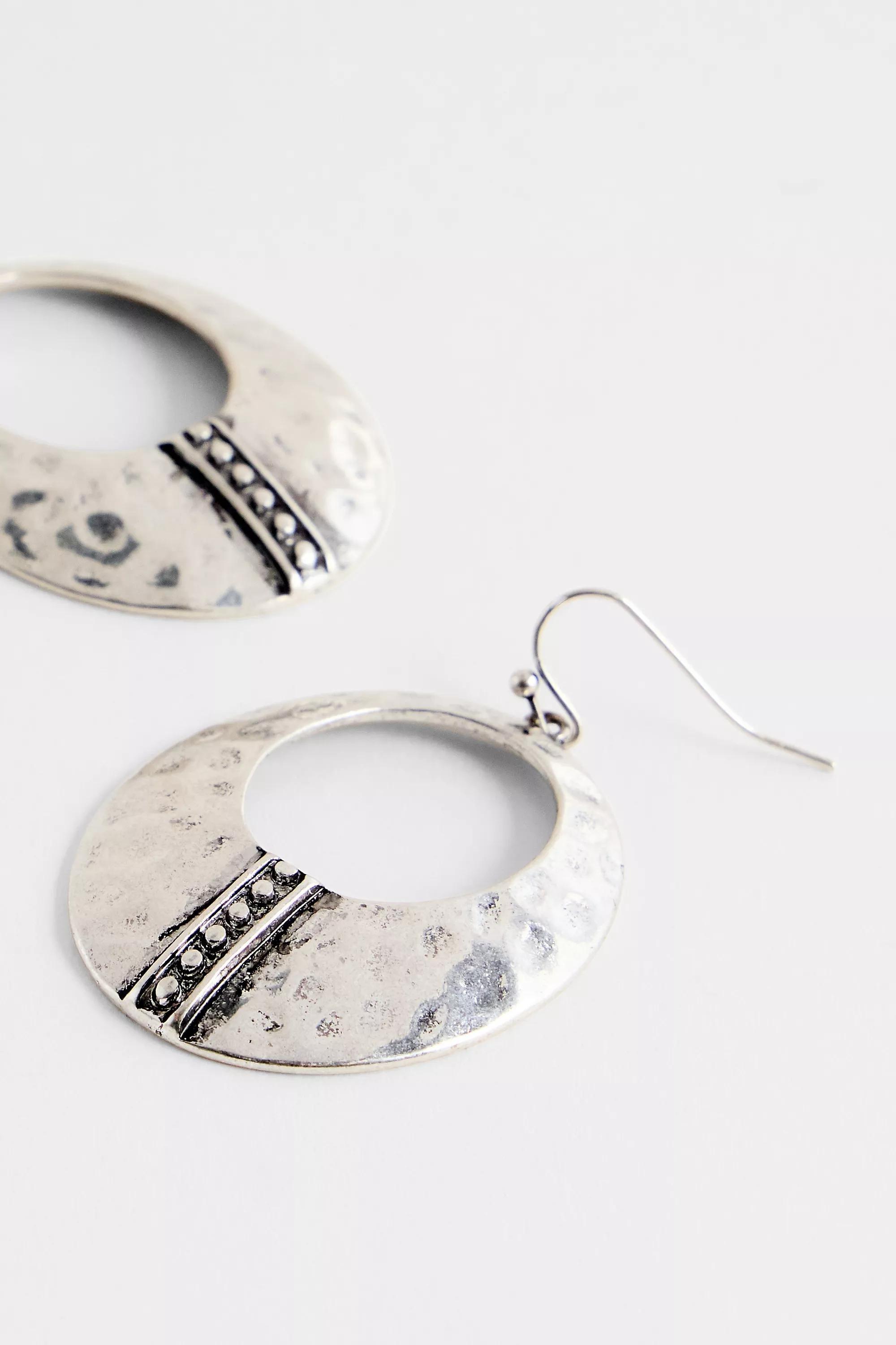 Gold Silence + Noise Hammered Circle Hoop Earrings, GOLD, large image number 2