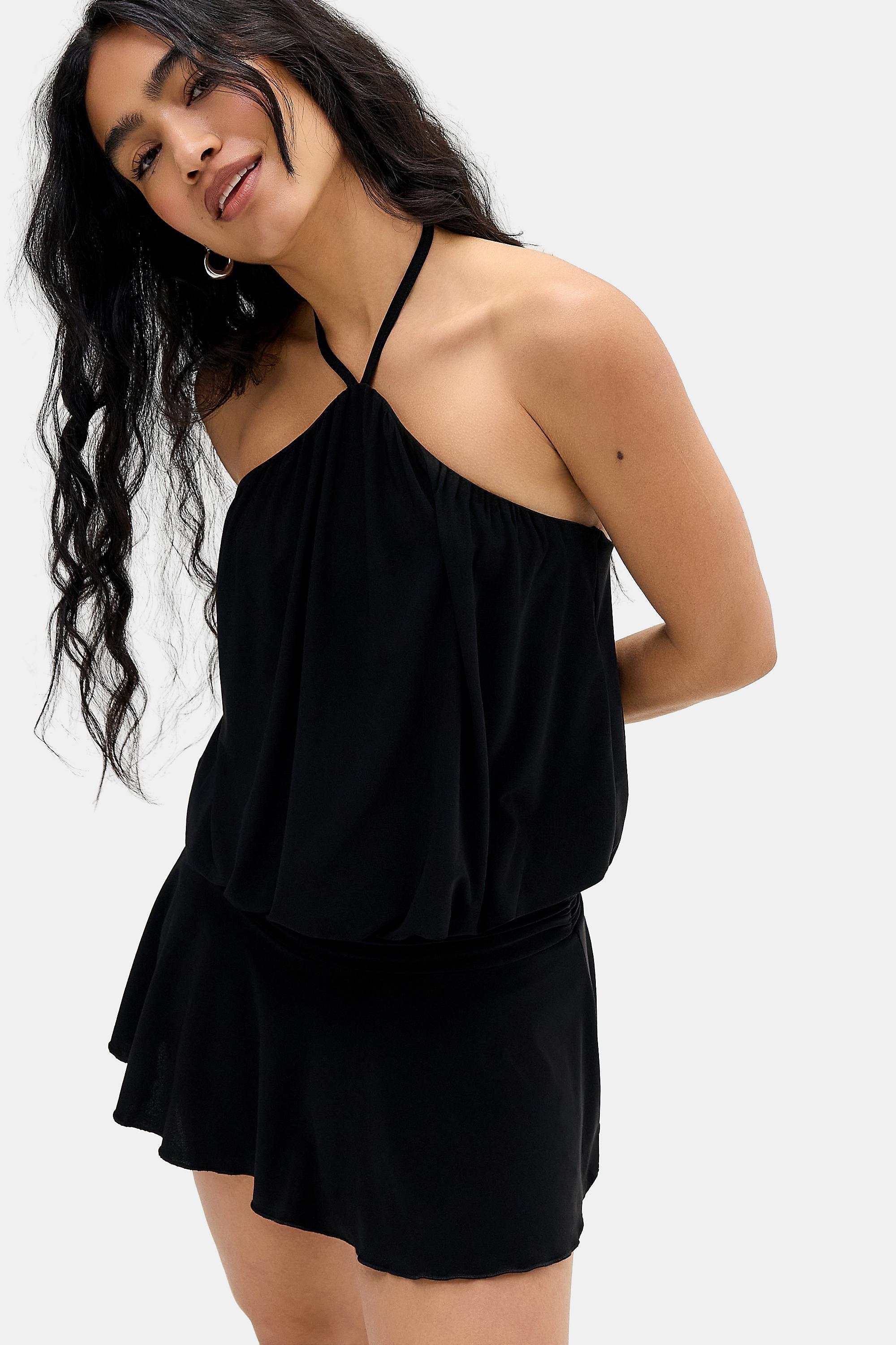 Black Silence + Noise Livvy Slinky Halter Skort Dress, BLK, large image number 0