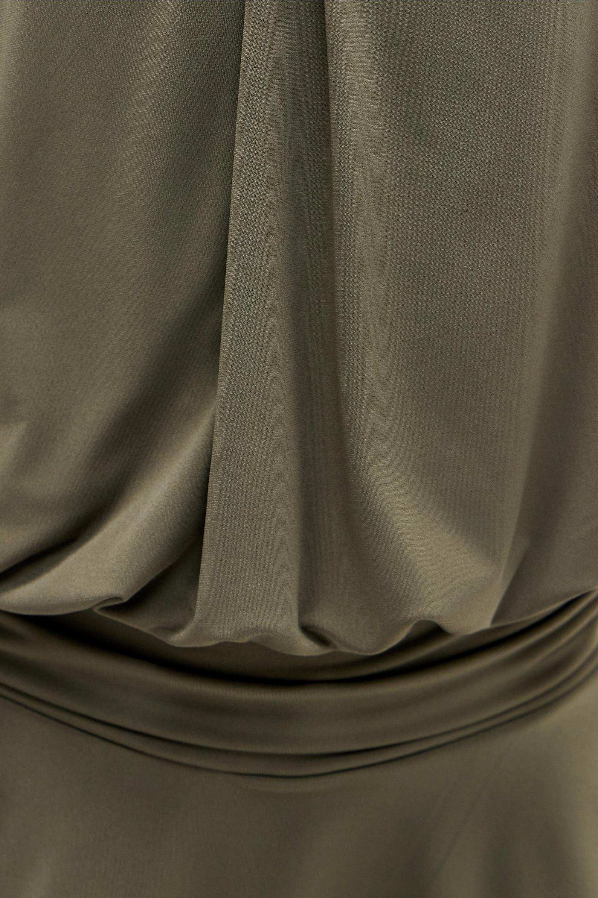 Khaki Silence + Noise Livvy Slinky Halter Dress, KHAKI, large image number 2