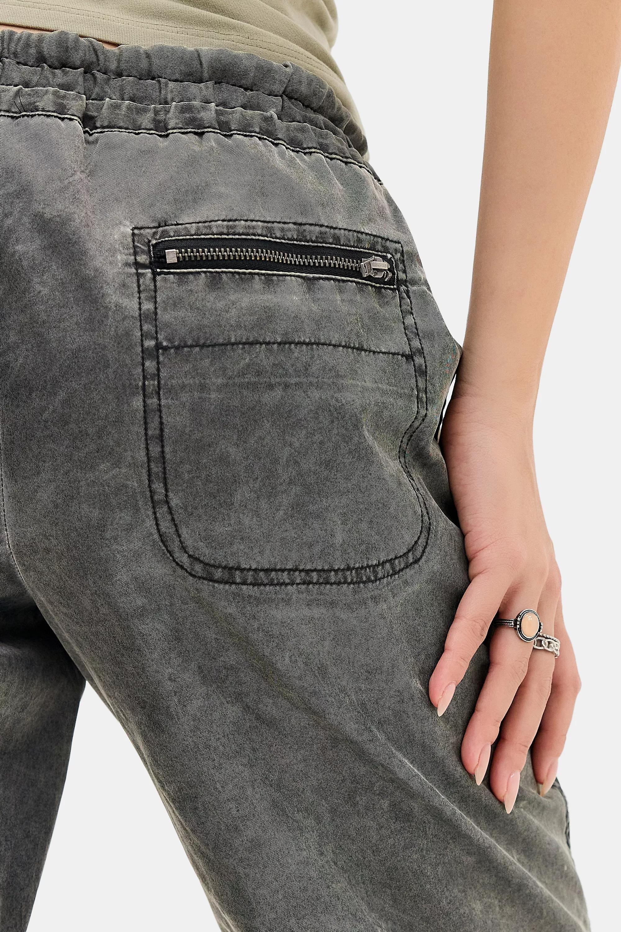 Black Jaded London Vire Washed Satin Bootcut Cargos, BLK, large image number 2