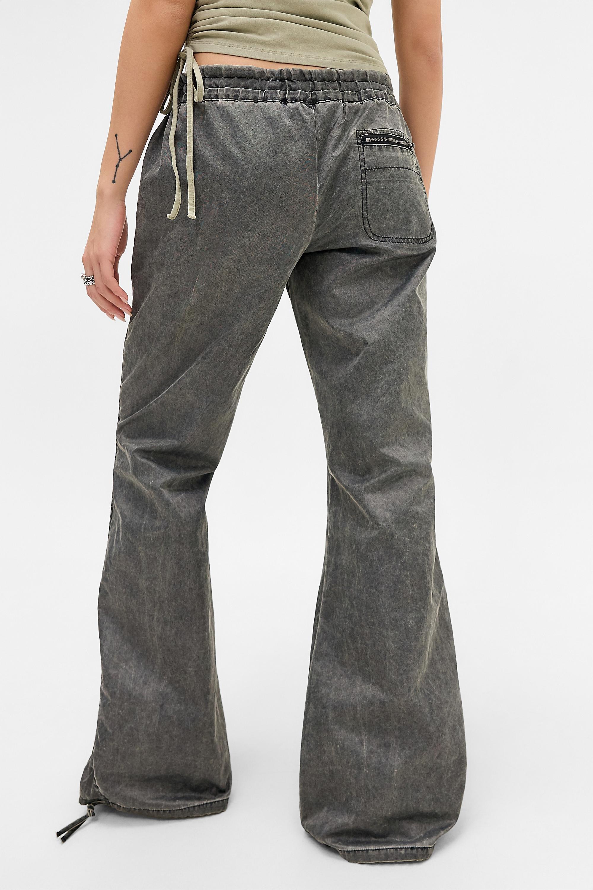 Black Jaded London Vire Washed Satin Bootcut Cargos, BLK, large image number 4