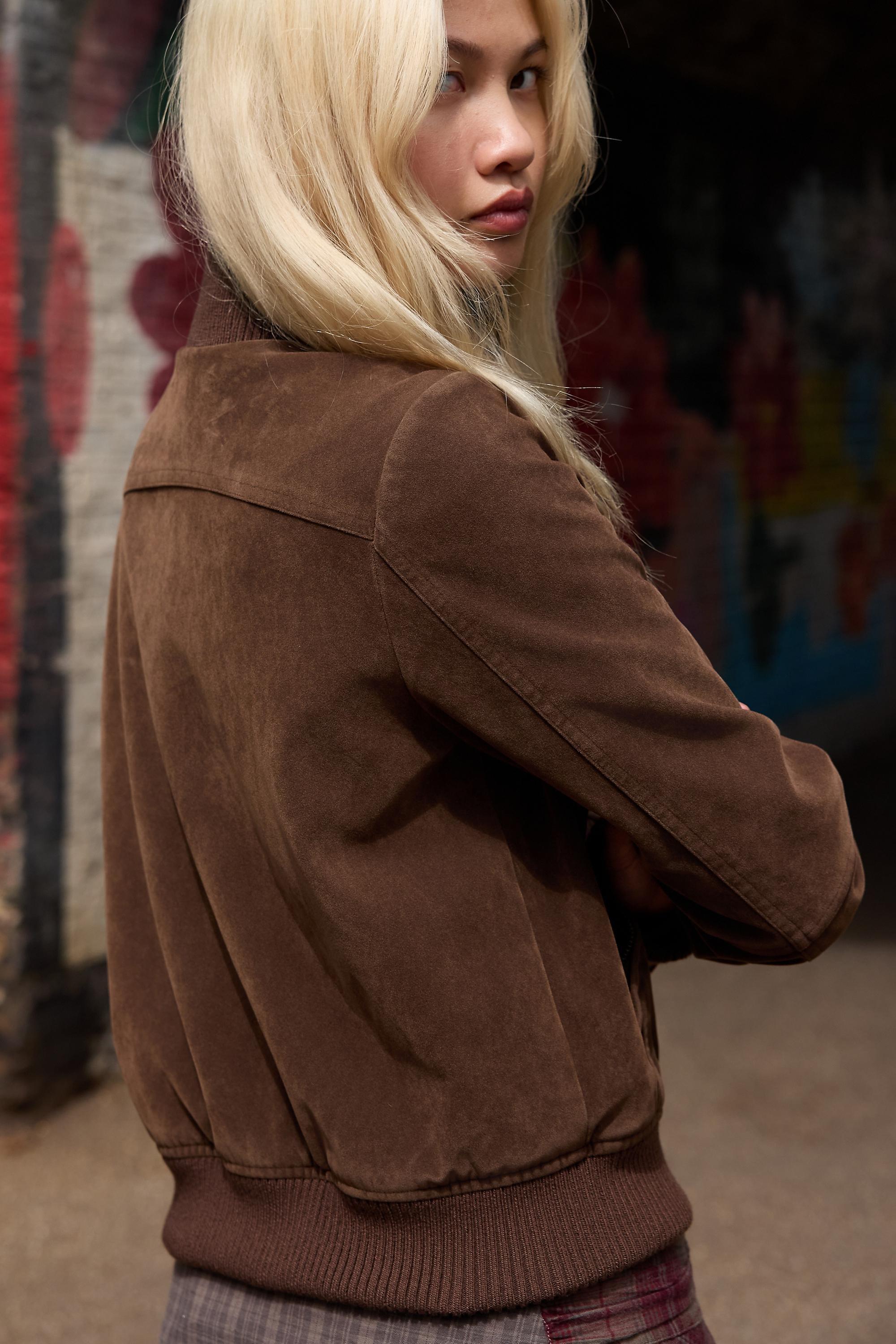 BDG Romy Faux Suede Jacket, BRN, large image number 3