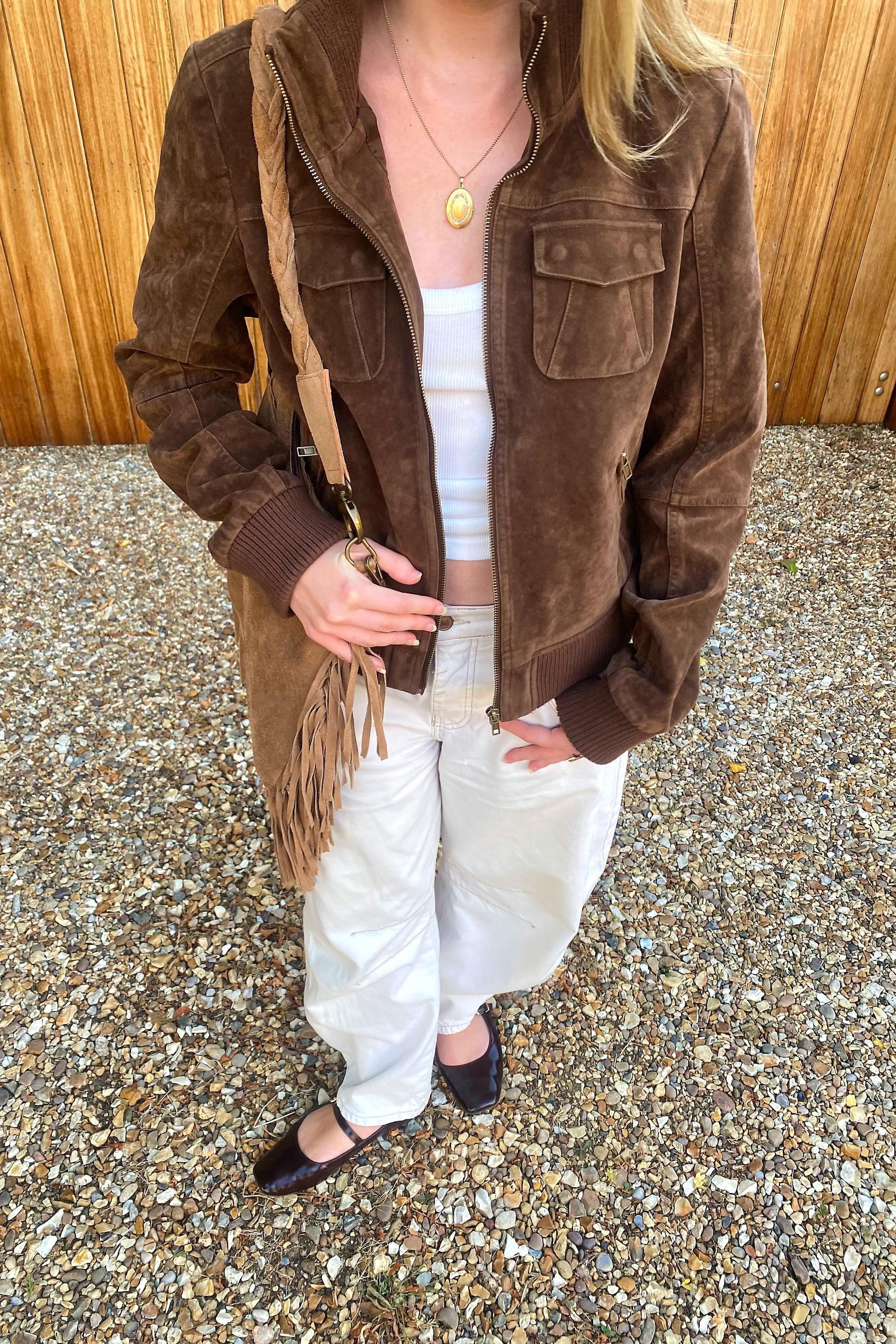 BDG Romy Faux Suede Jacket, BRN, large image number 4