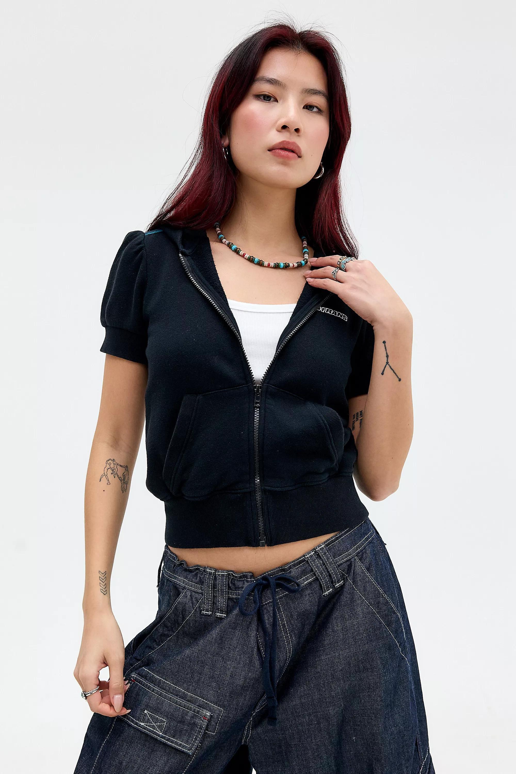 Black iets frans... Trip Hooded Short Sleeve Track Top, BLK, large image number 0