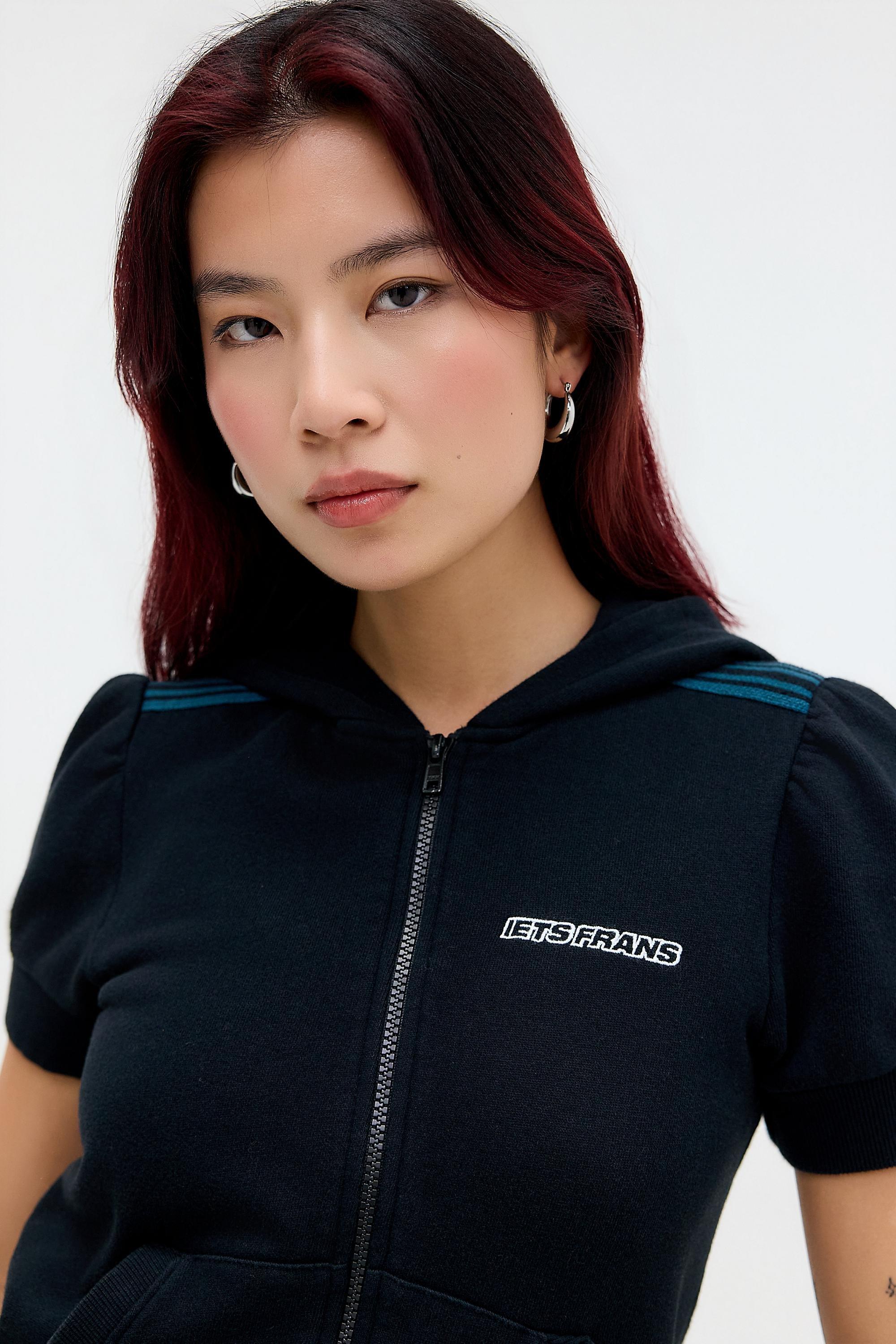 Black iets frans... Trip Hooded Short Sleeve Track Top, BLK, large image number 2
