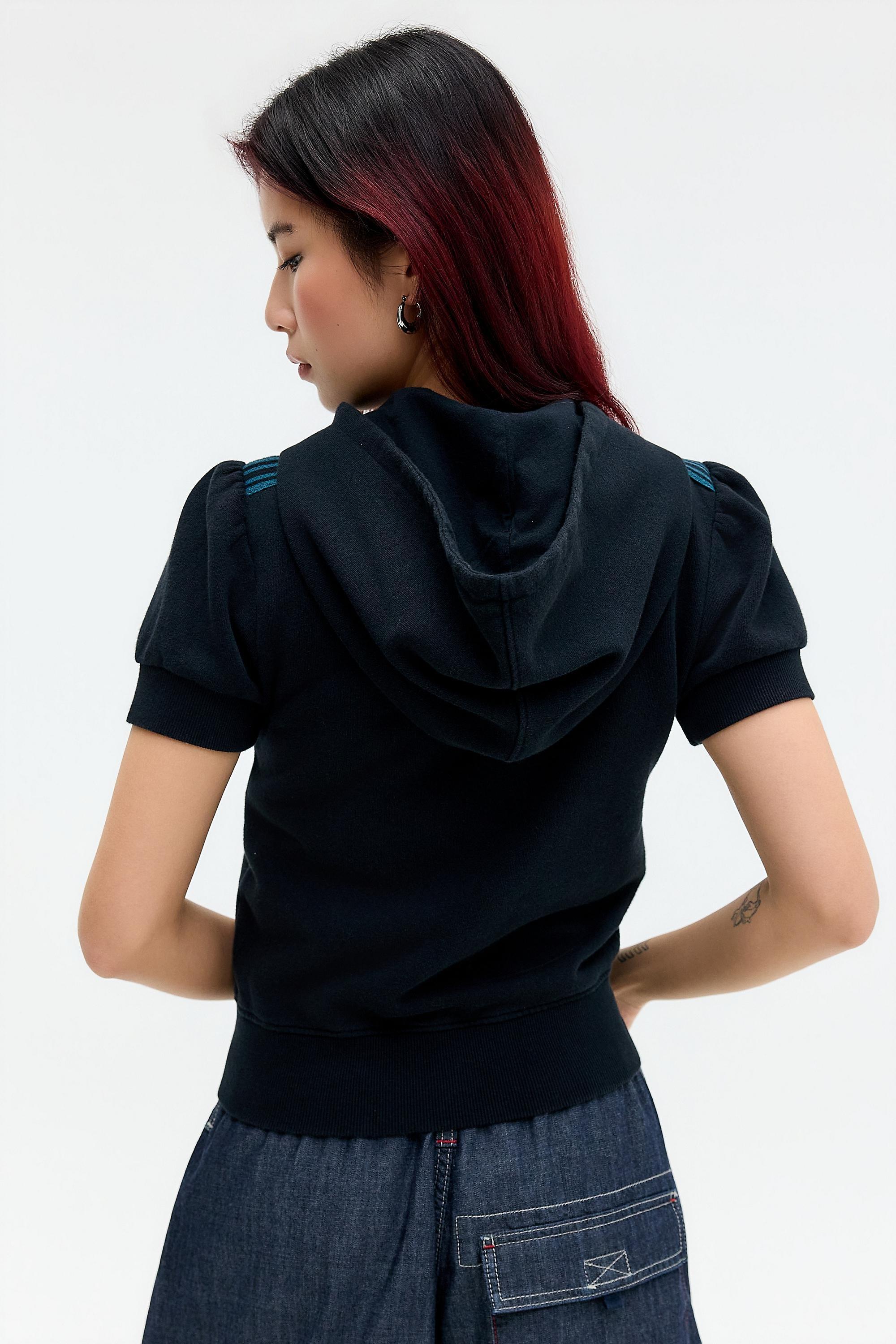 Black iets frans... Trip Hooded Short Sleeve Track Top, BLK, large image number 3