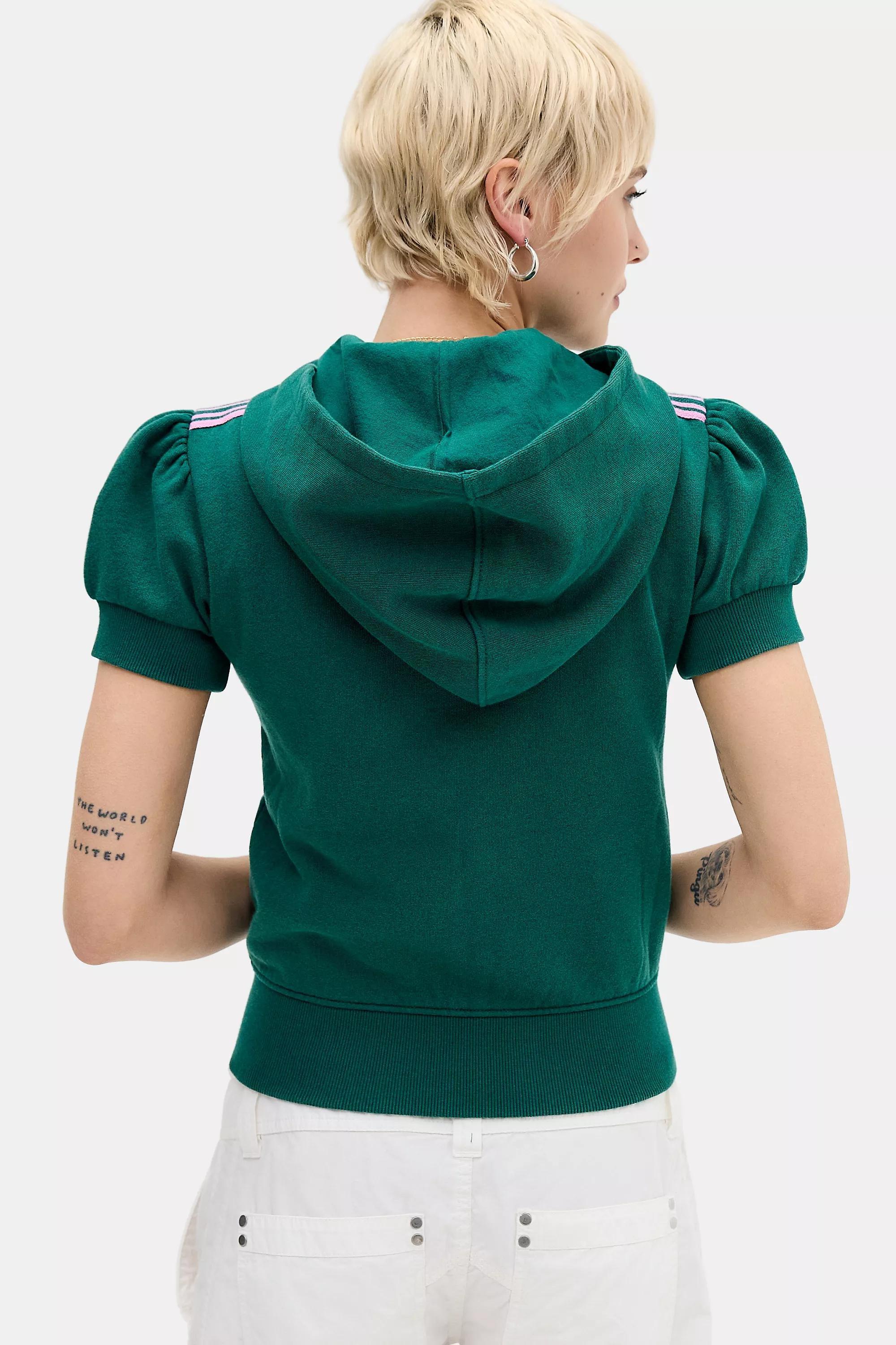 iets frans... Trip Hooded Short Sleeve Track Top, D GREEN, large image number 4