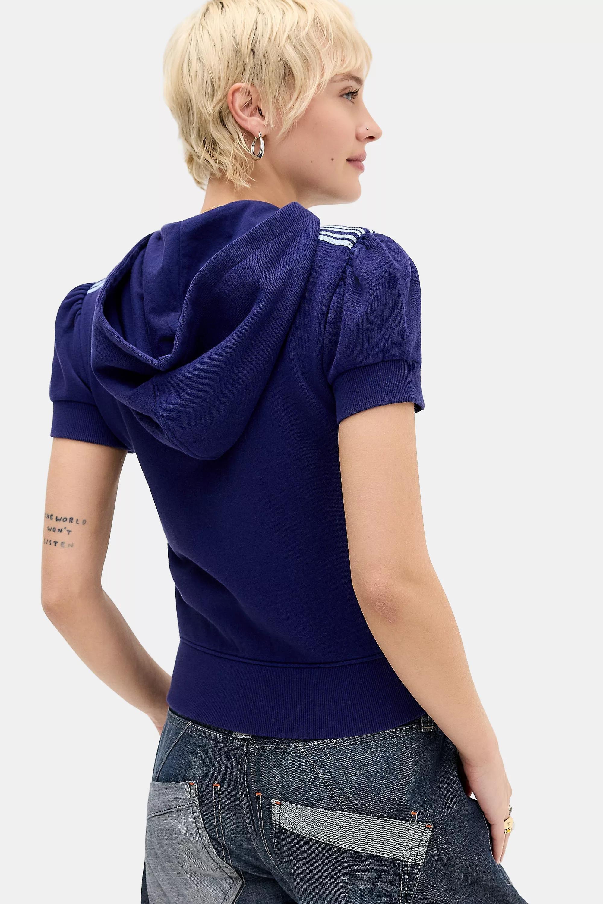iets frans... Trip Hooded Short Sleeve Track Top, NAVY, large image number 3