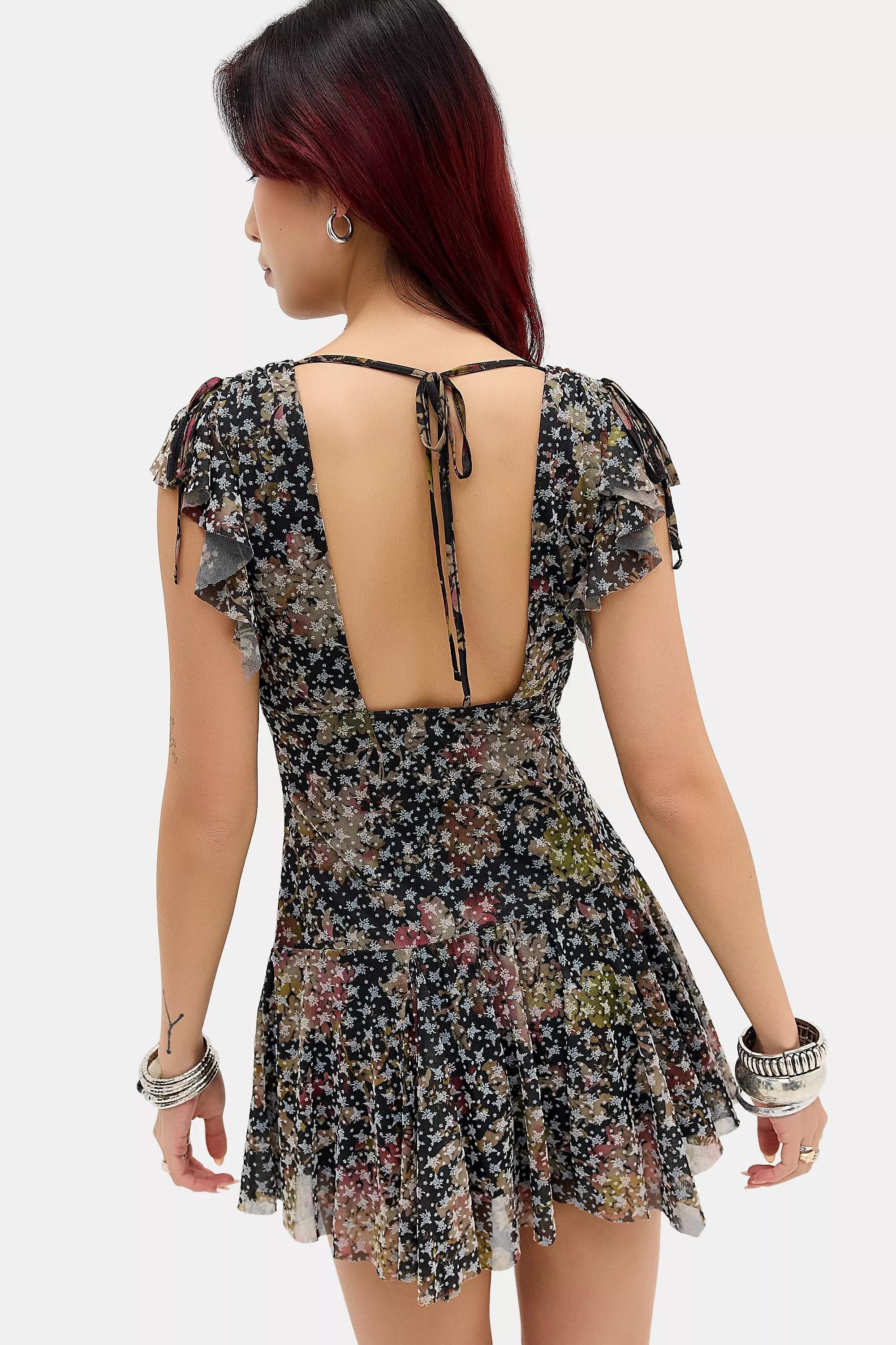 BLACK Kimchi Blue Naomi Flocked Tea Dress, BLK, large image number 5