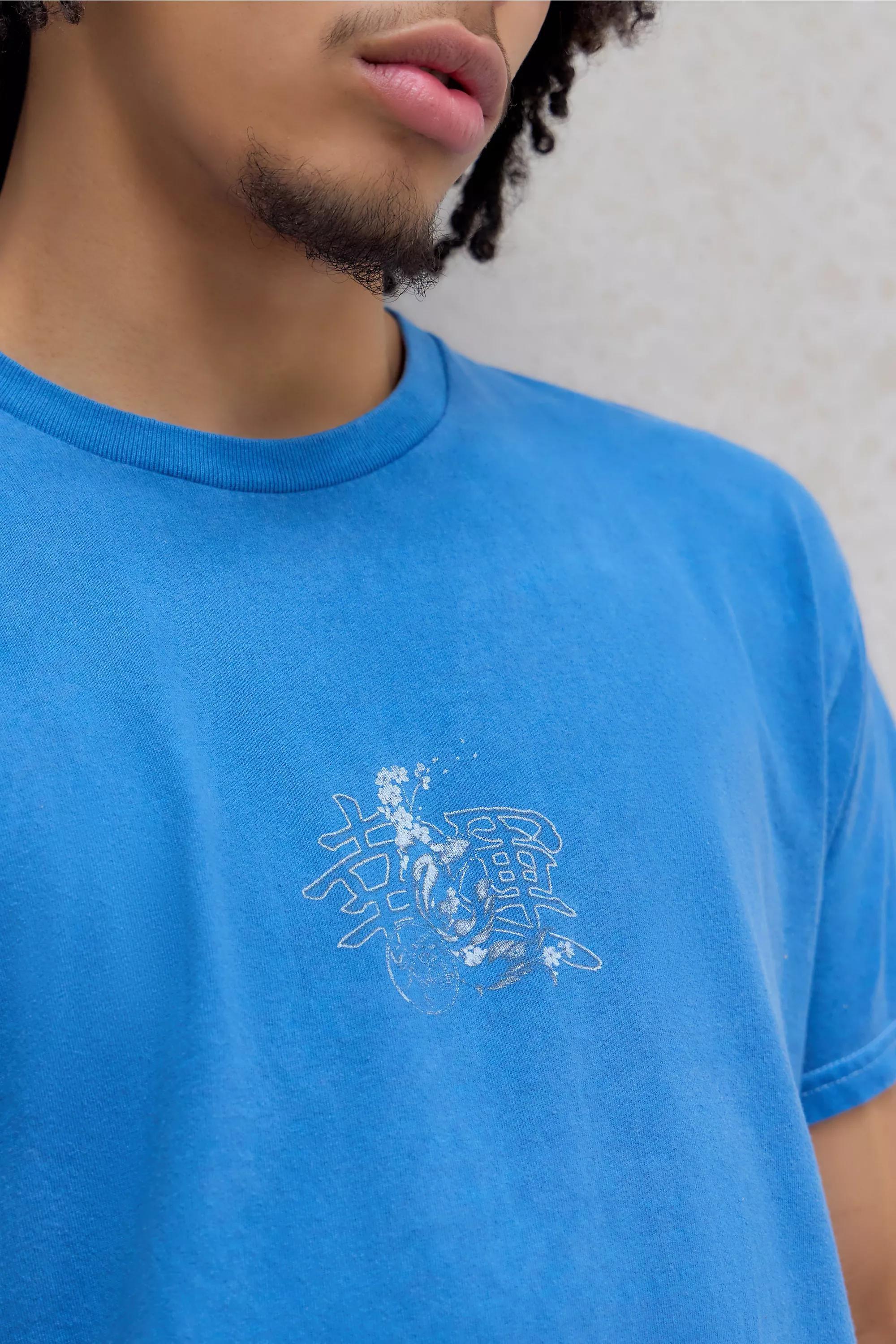 Blue UO Blue Koi Grunge T-Shirt, BLUE, large image number 2