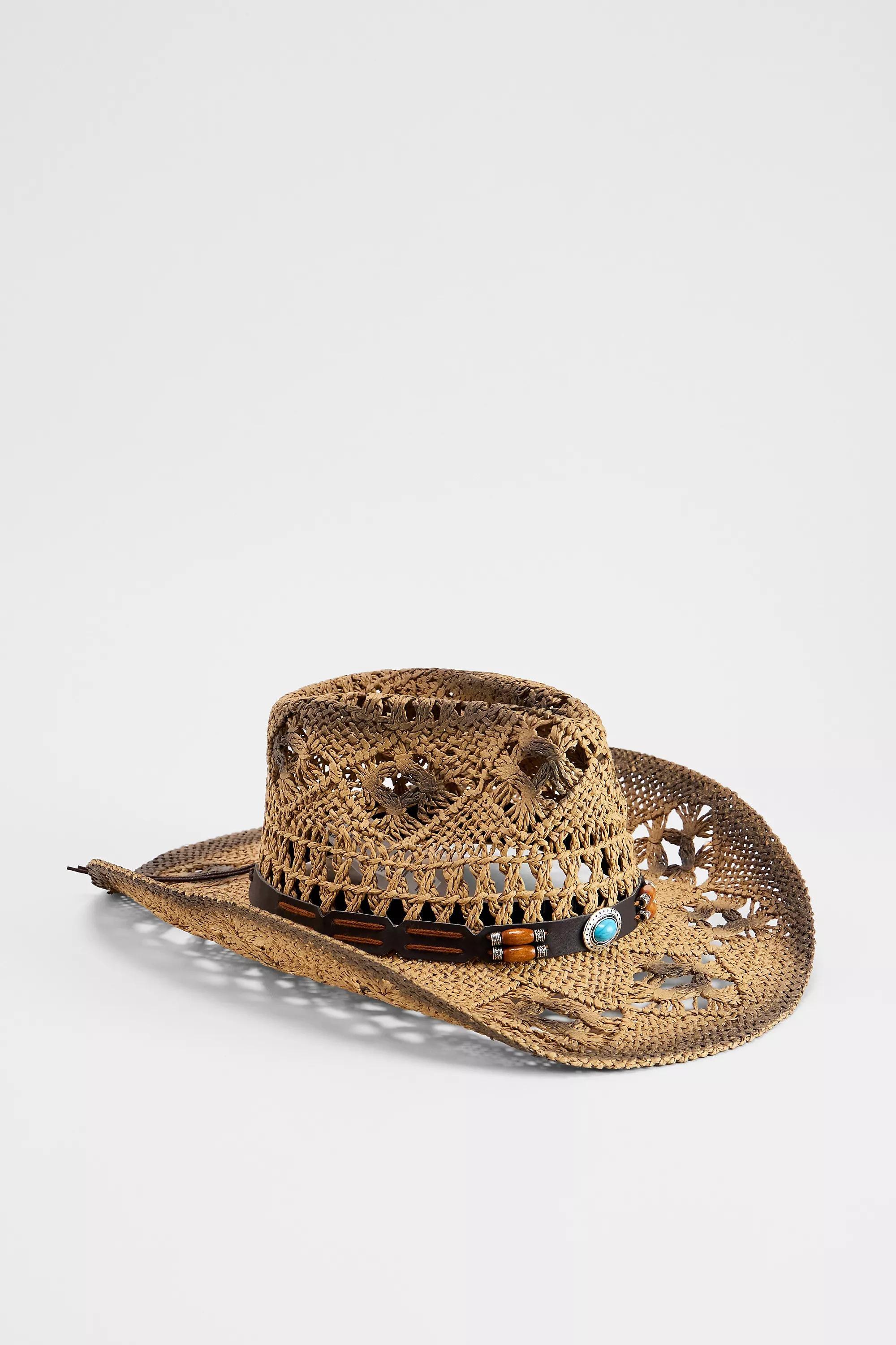 Brown Uo Beaded Burnished Western Hat, BRN, large image number 1