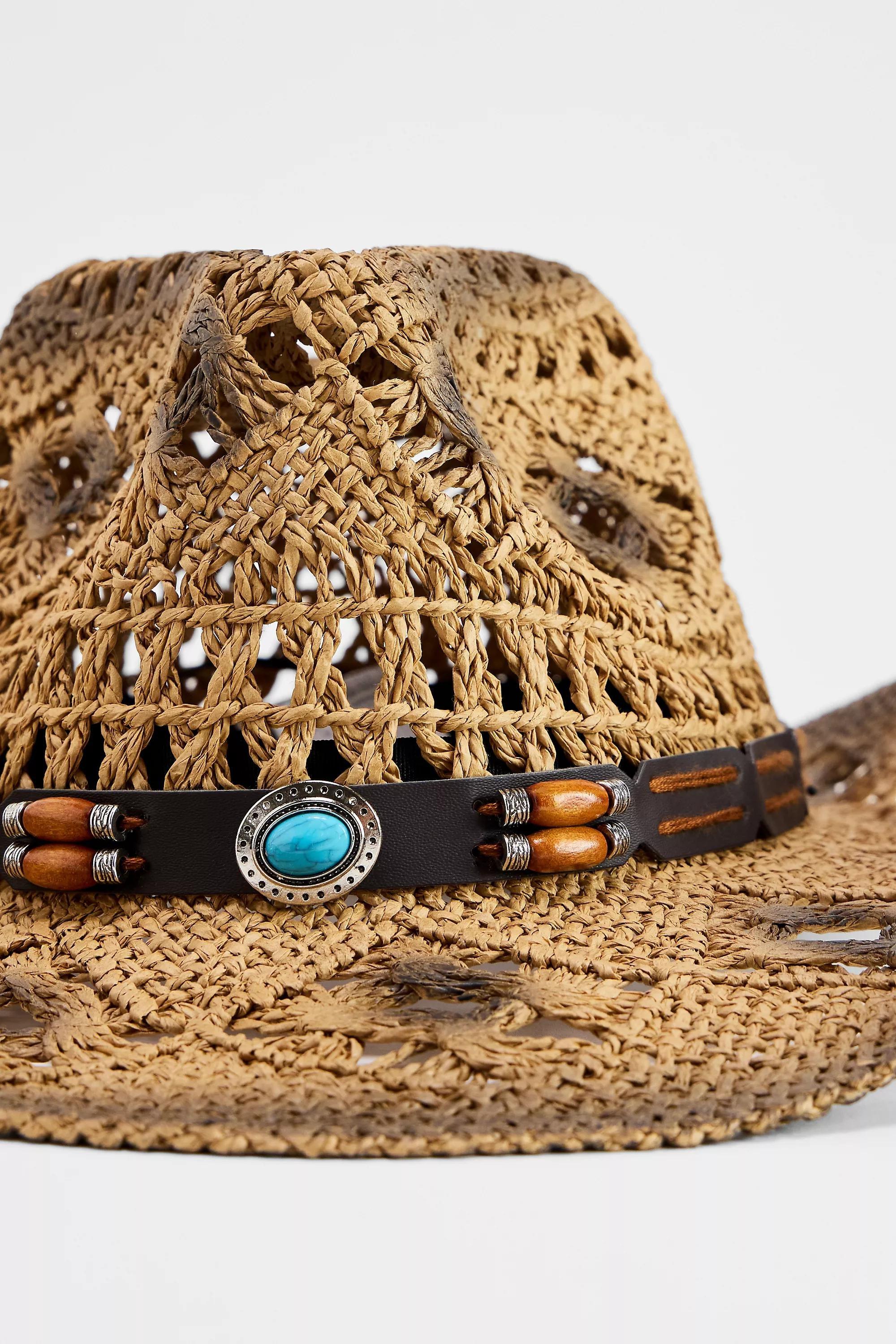 Brown Uo Beaded Burnished Western Hat, BRN, large image number 2