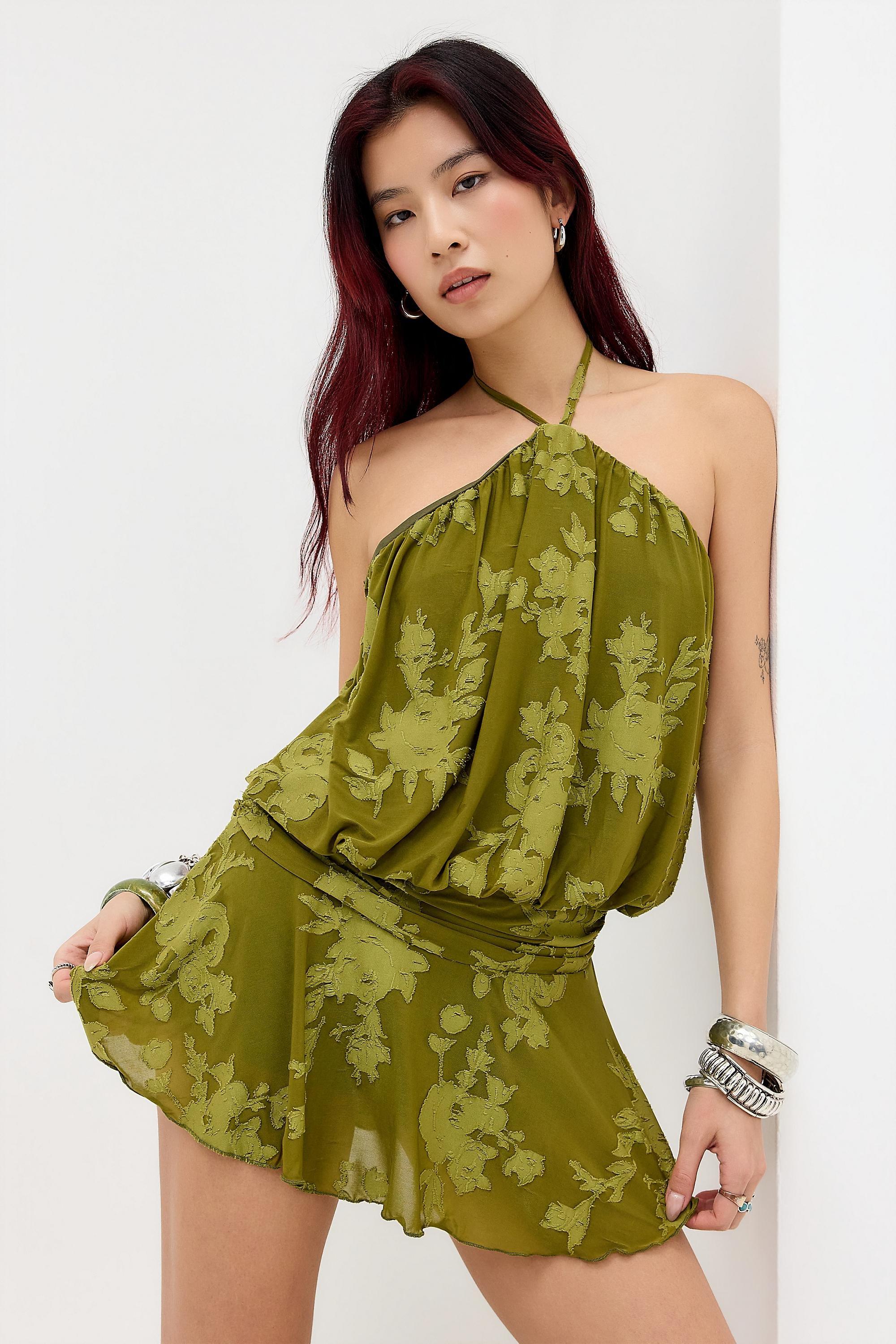 Green Silence + Noise Livvy Halter Skort Dress, GRN, large image number 0