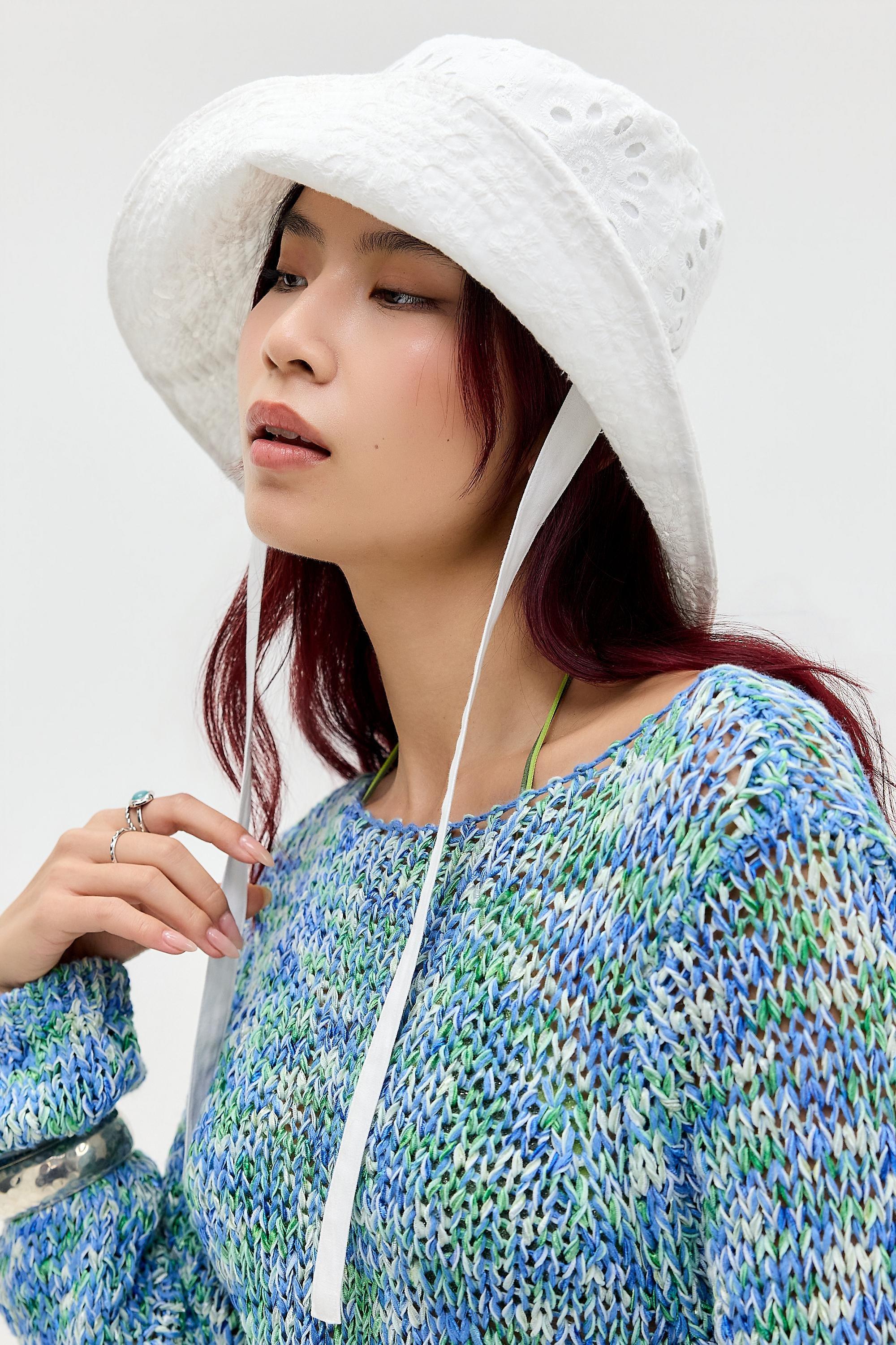 CREAM UO Broderie Sun Hat, CREME, large image number 0