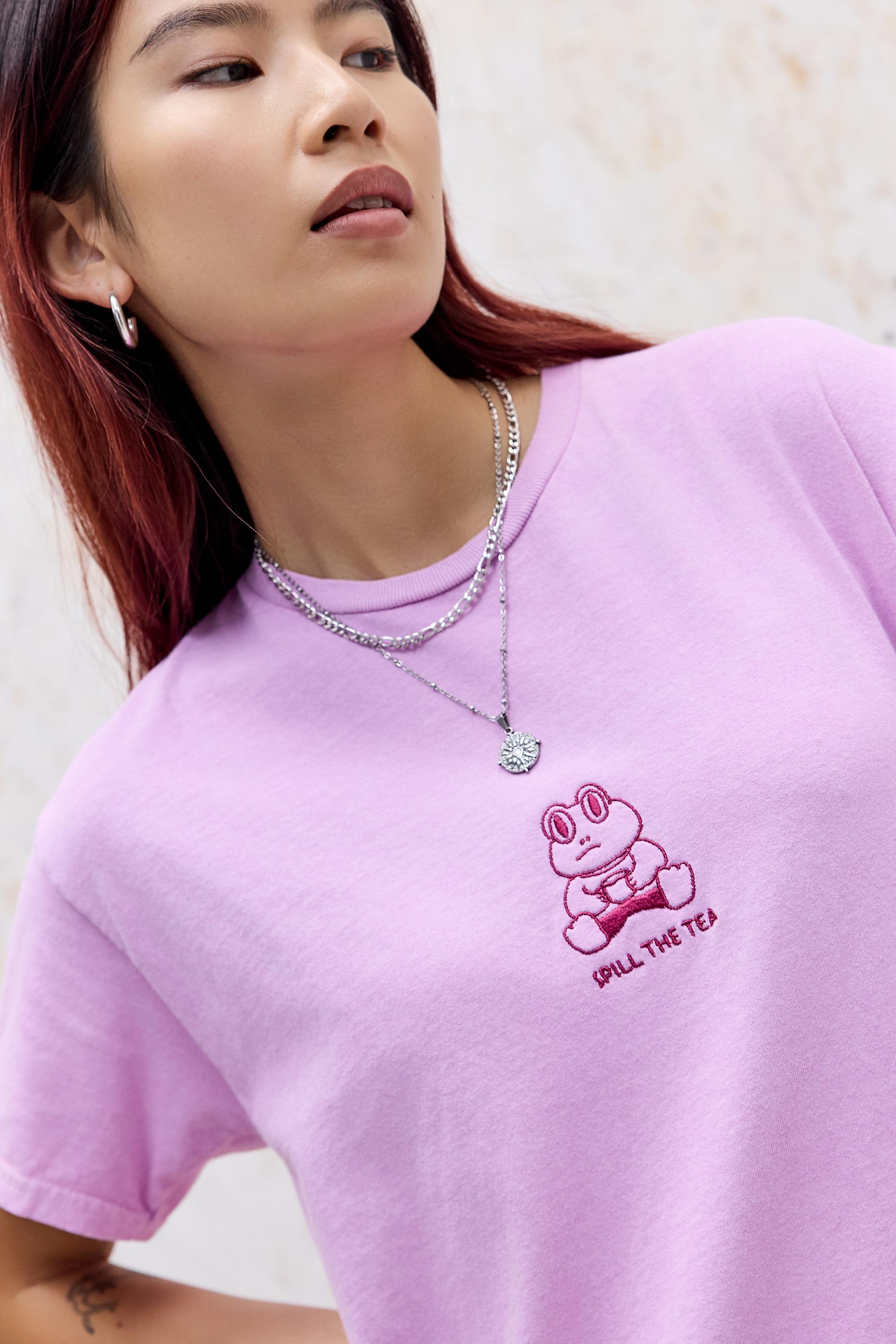Pink Uo Pink Spill The Tea T-Shirt, PINK, large image number 4
