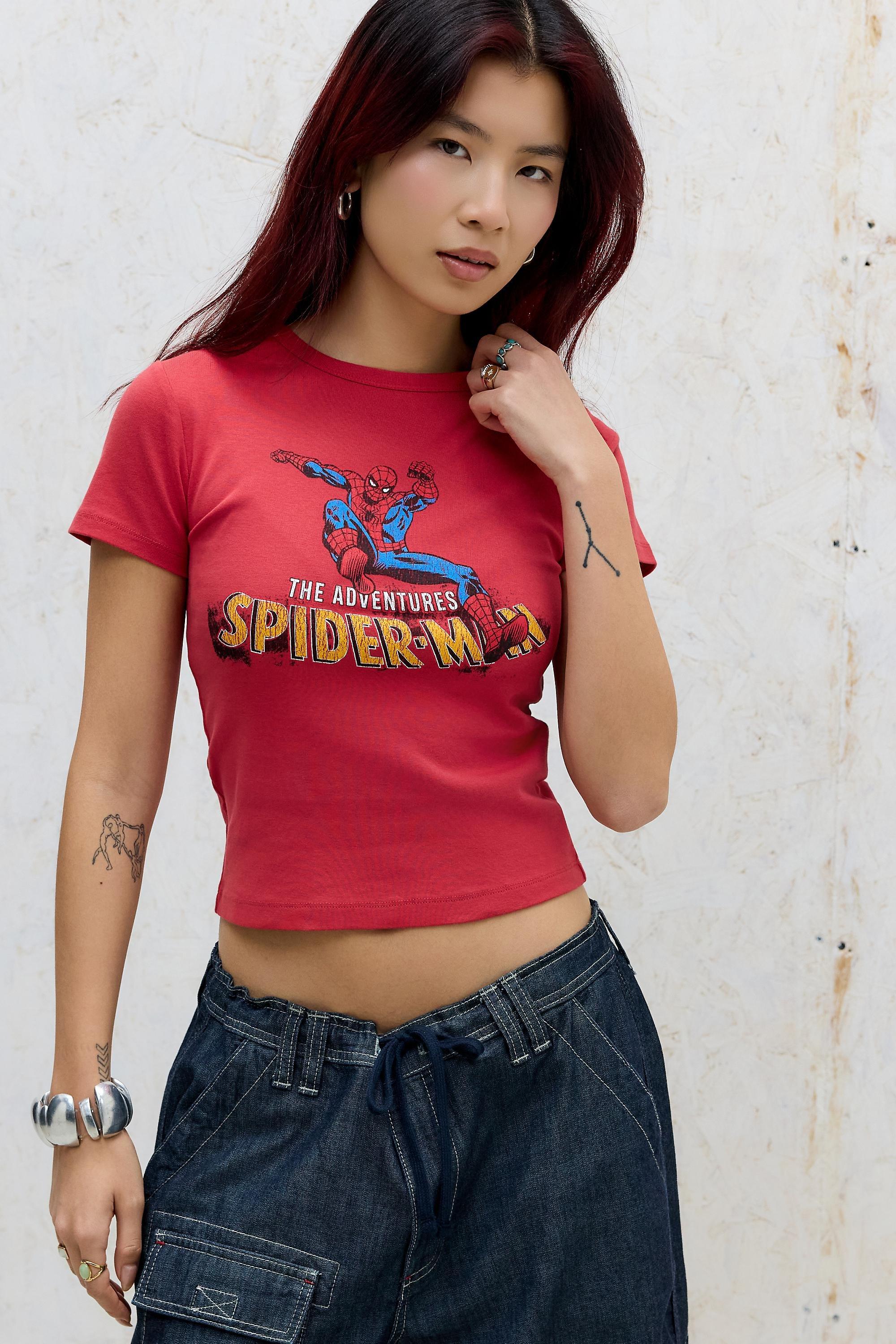 Red Uo Red Spiderman Cropped T-Shirt, RED, large image number 0