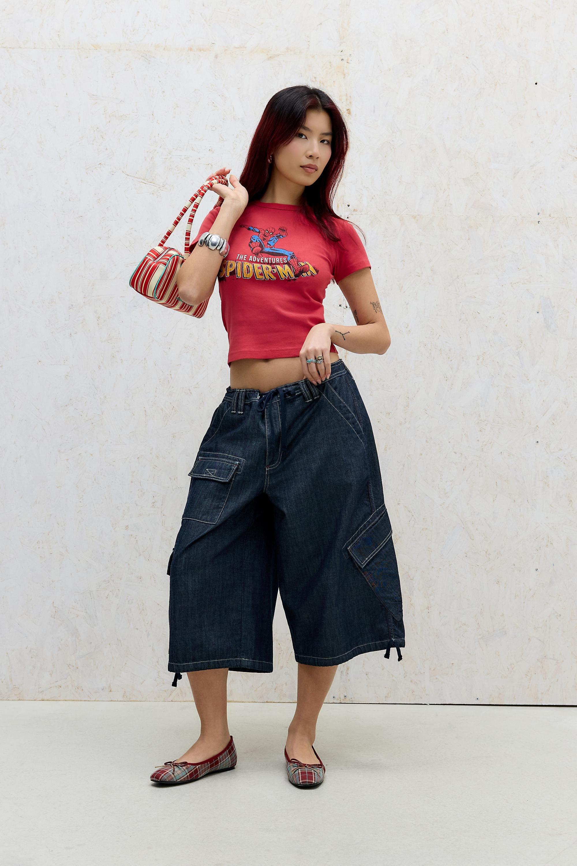 Red Uo Red Spiderman Cropped T-Shirt, RED, large image number 1