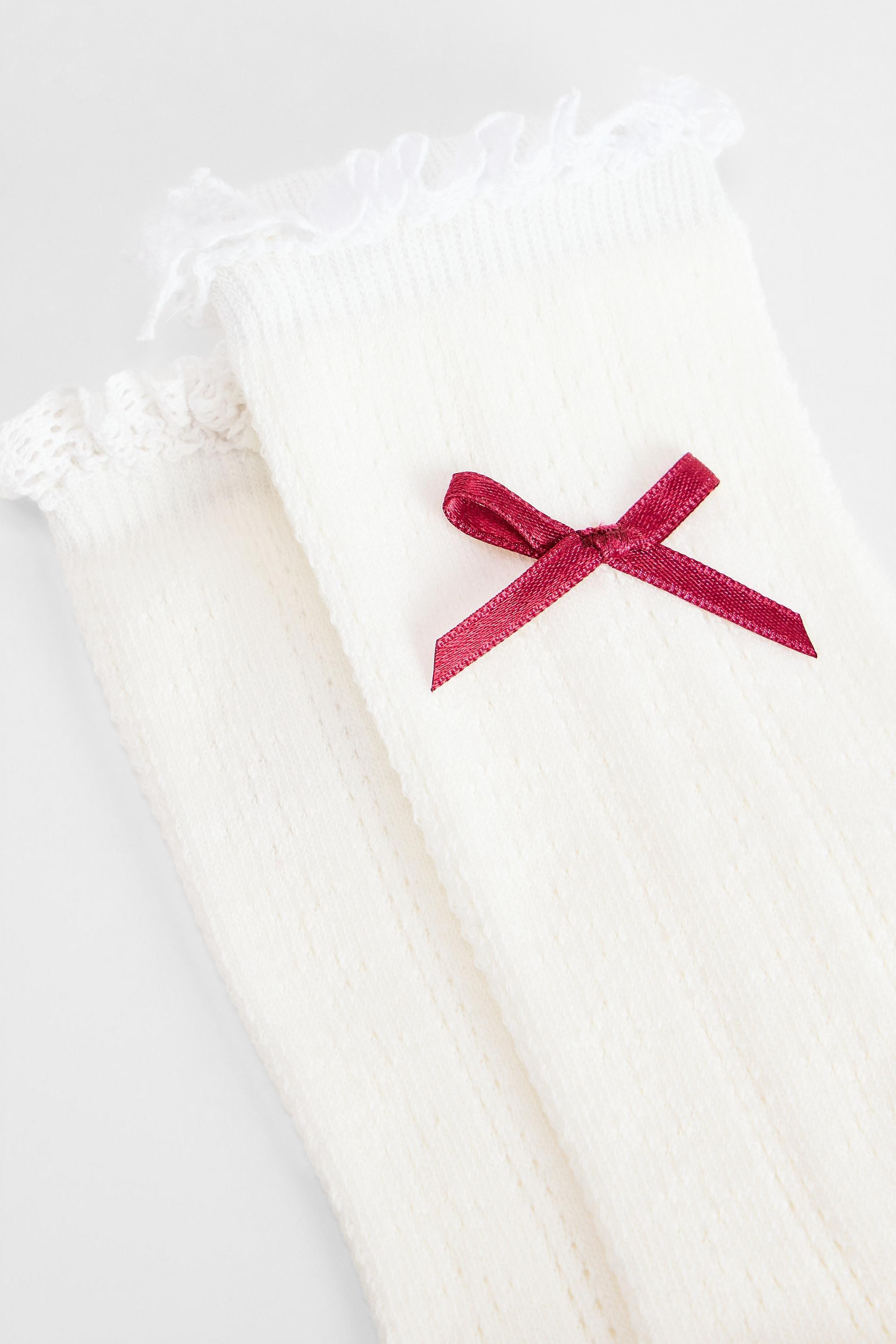 White Out From Under Pointelle Bow Socks, IVRY, large image number 2
