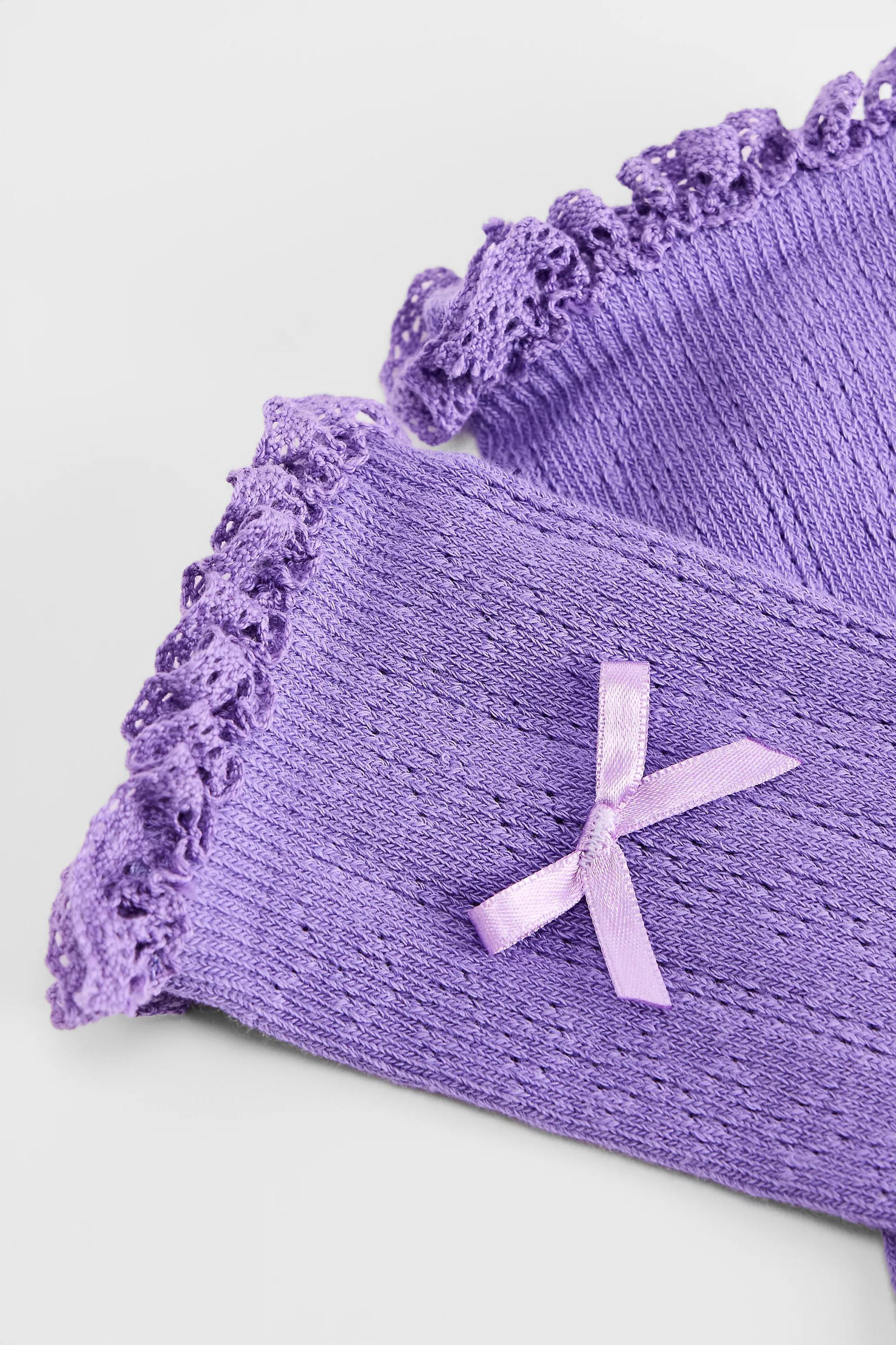 Purple Out From Under Pointelle Bow Socks, PURP, large image number 2