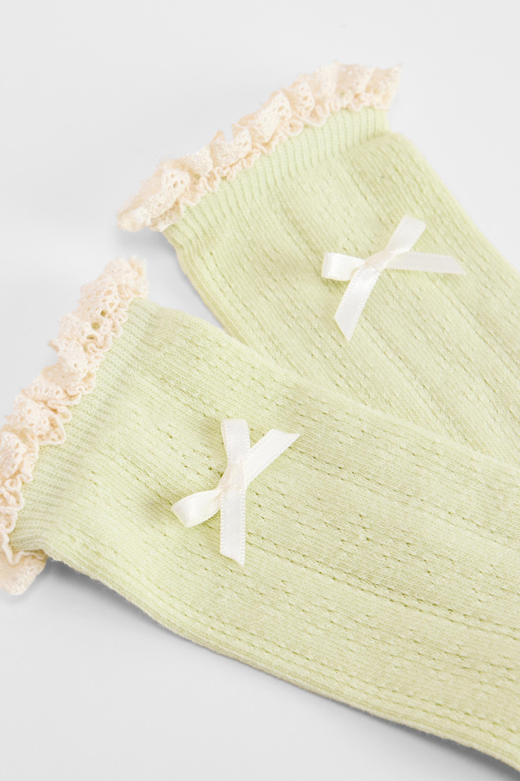 LIGHT GREEN Out From Under Pointelle Bow Socks, LT GREEN, large image number 2