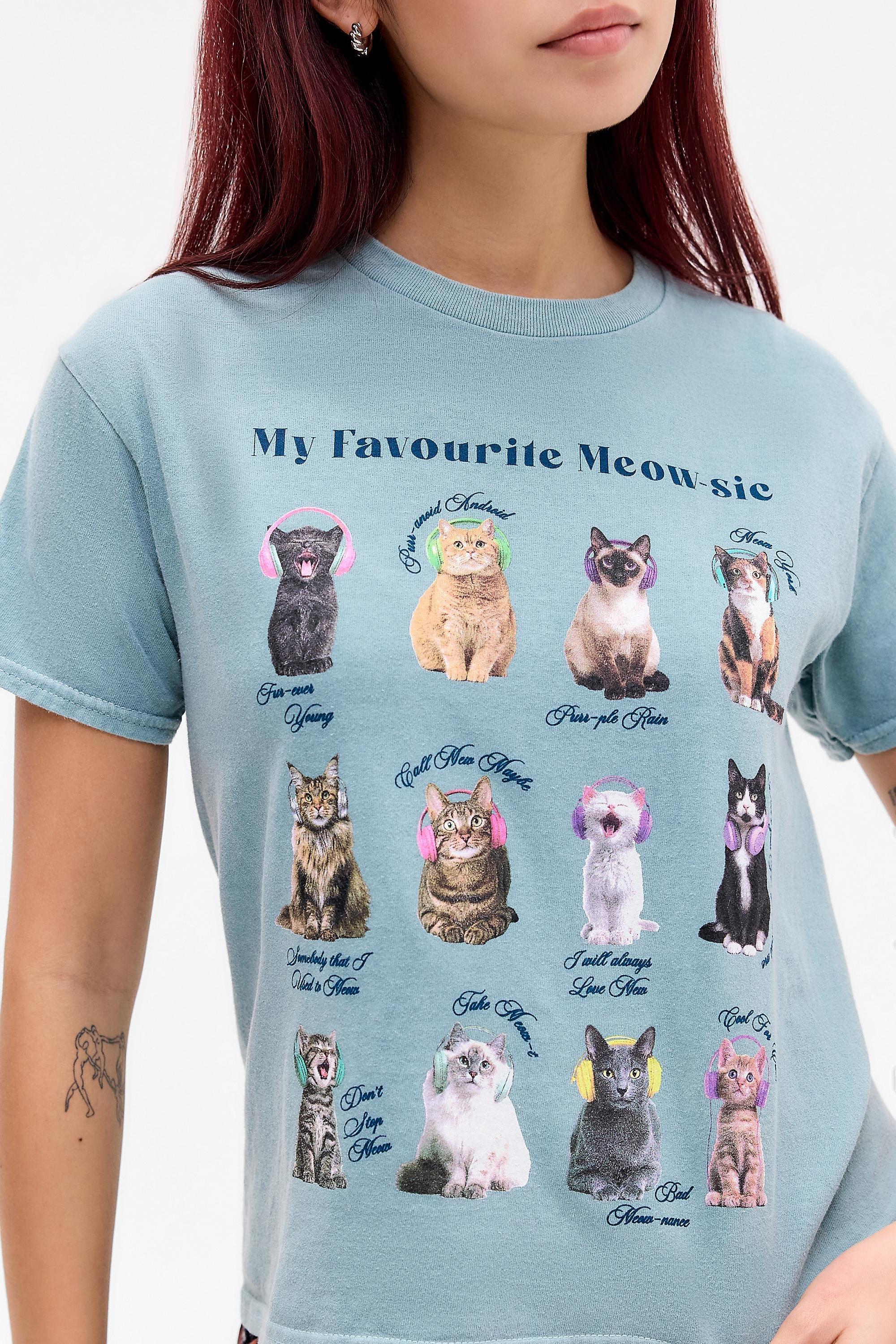 Blue Uo Headphone Cats Relaxed T-Shirt, BL, large image number 2