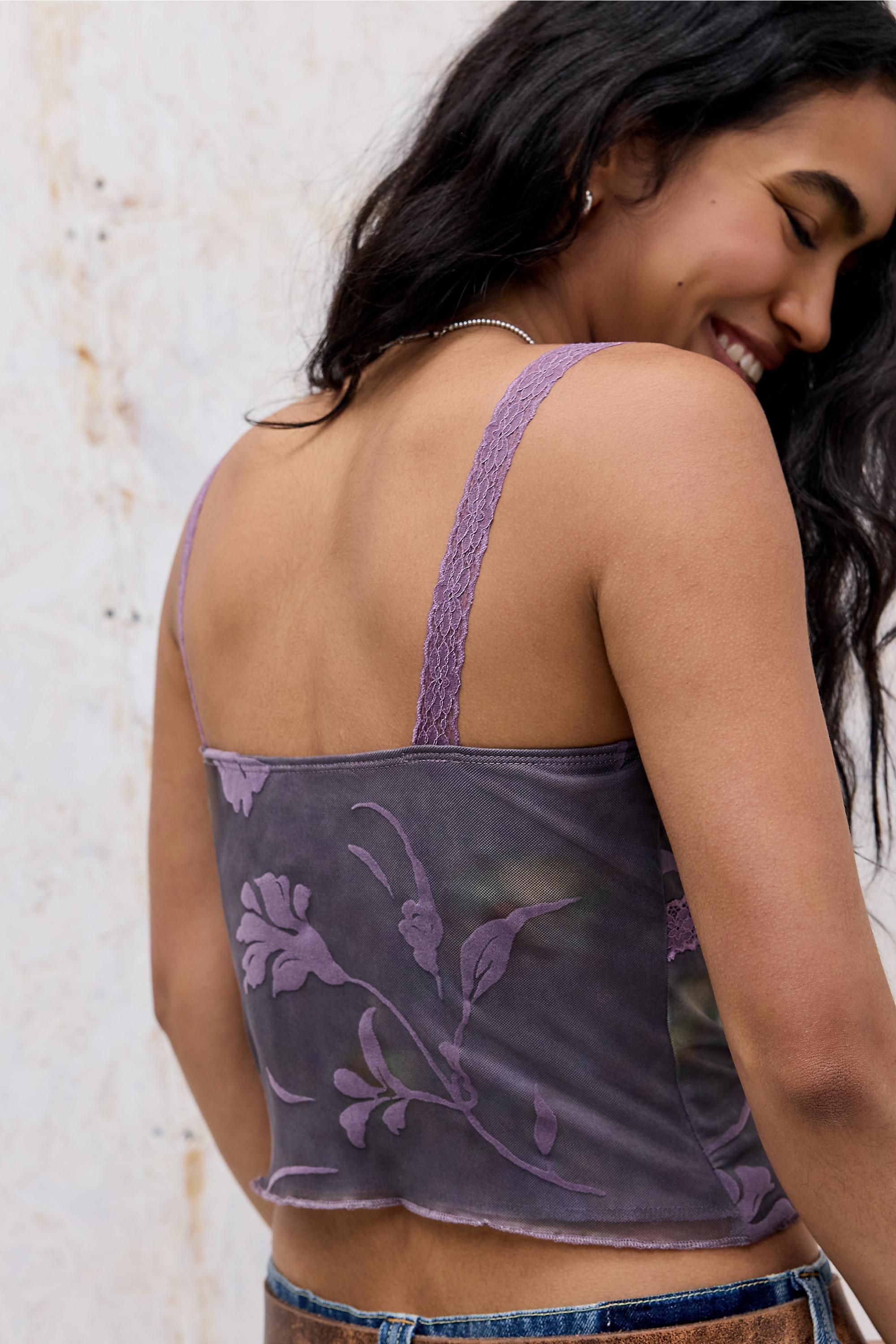 Purple Motel Rasa Lace Trim Cami, PURP, large image number 3