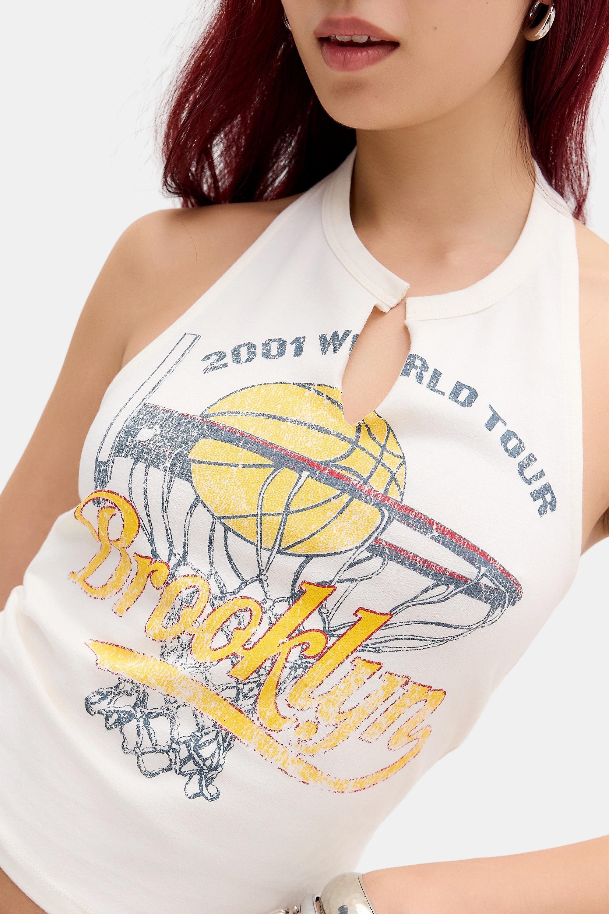 White Uo Brooklyn Basketball Halter Top, WHT, medium