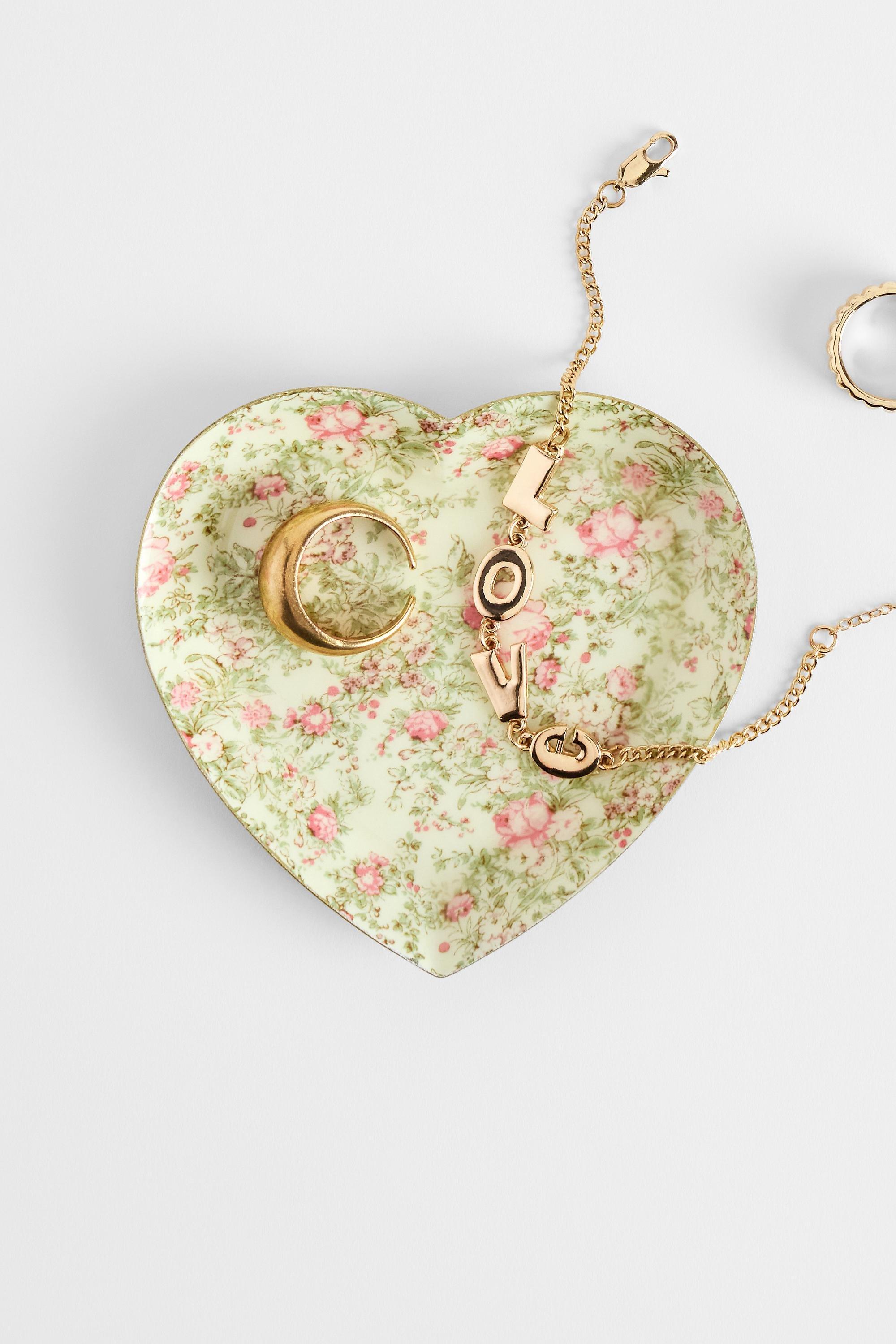 Green Uo Carrie Floral Heart Trinket Tray, GRN, large image number 0