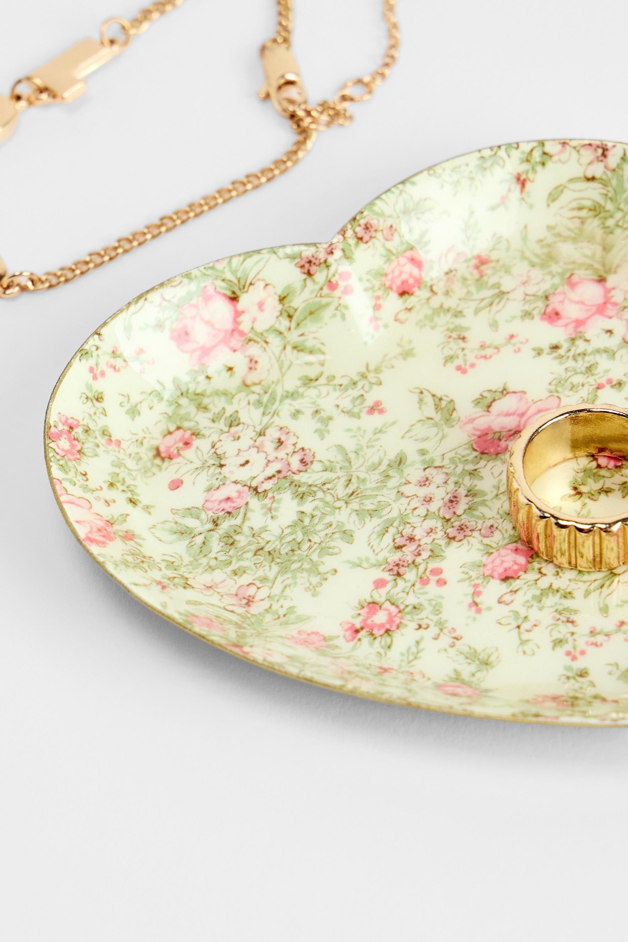 Green Uo Carrie Floral Heart Trinket Tray, GRN, large image number 1