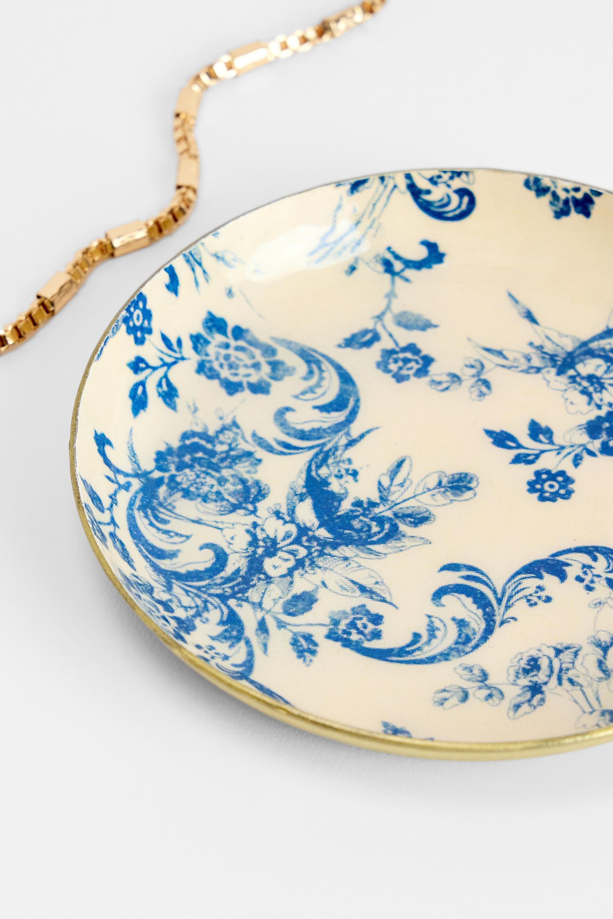 Blue Uo Jenna Tapestry Round Trinket Tray, BLUE, large image number 1