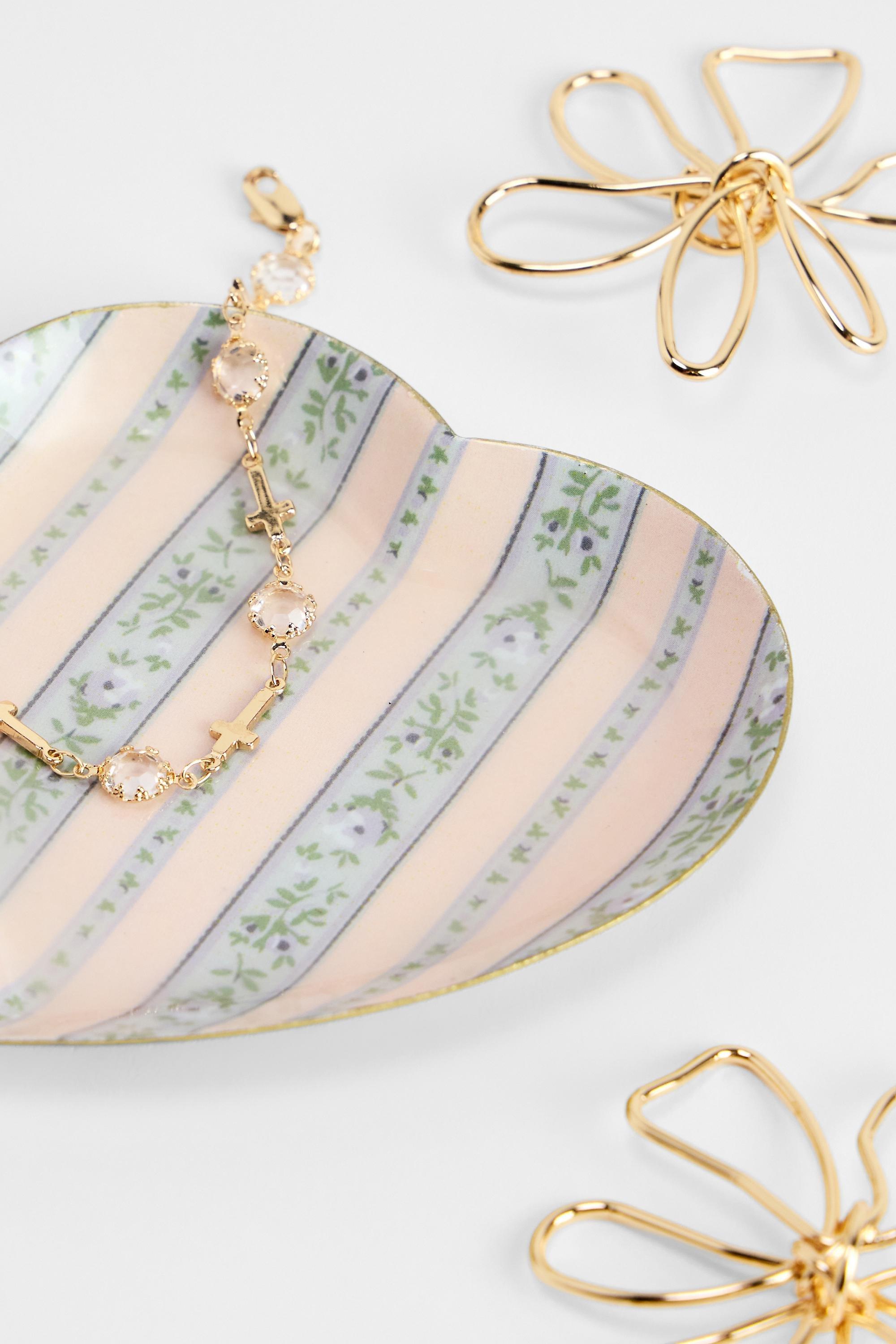 Blue Tiff Wallpaper Heart Trinket Tray, BLUE, large image number 1