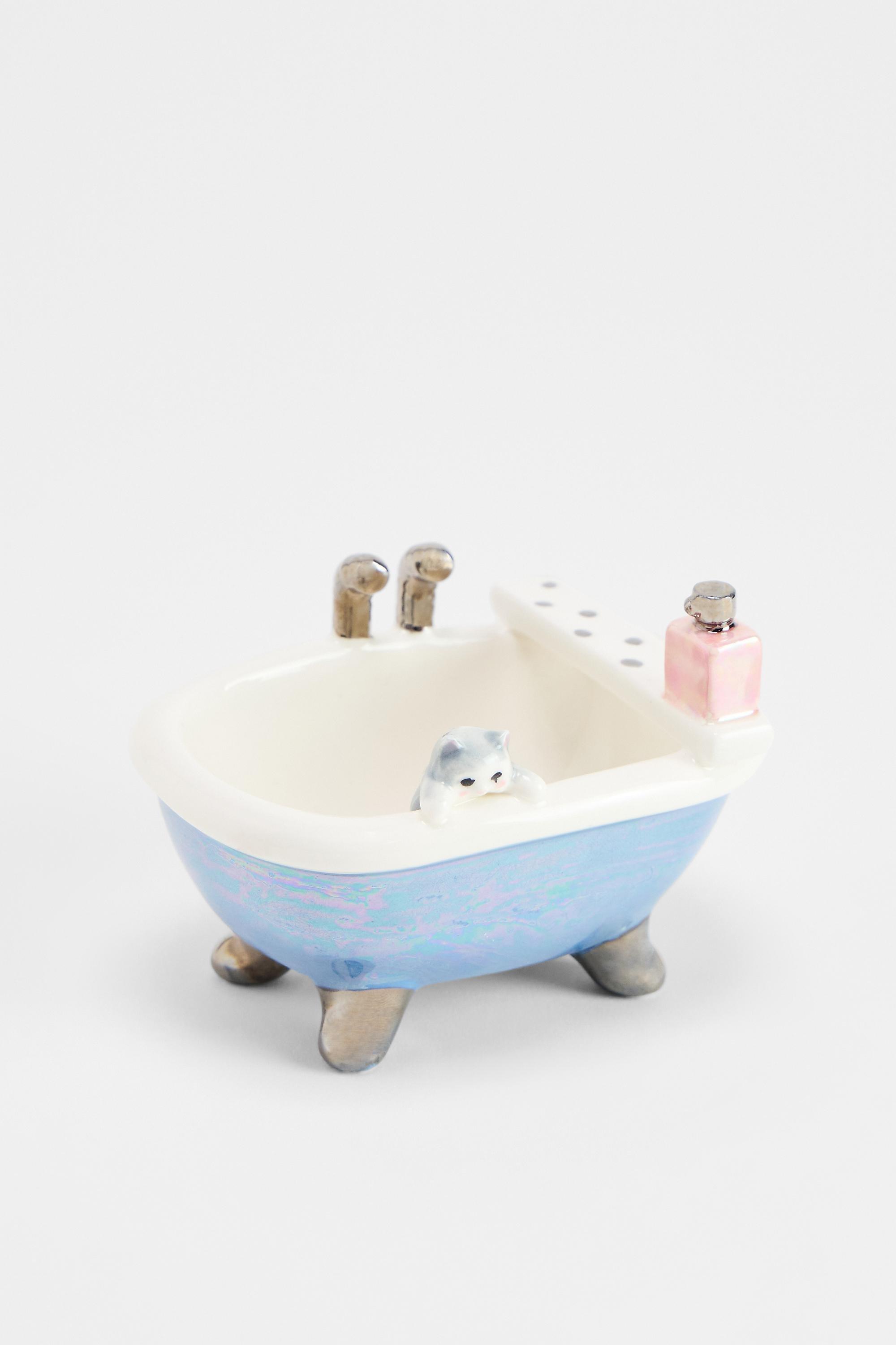 Blue Kitty Bath Trinket Tray, BLUE, large image number 3