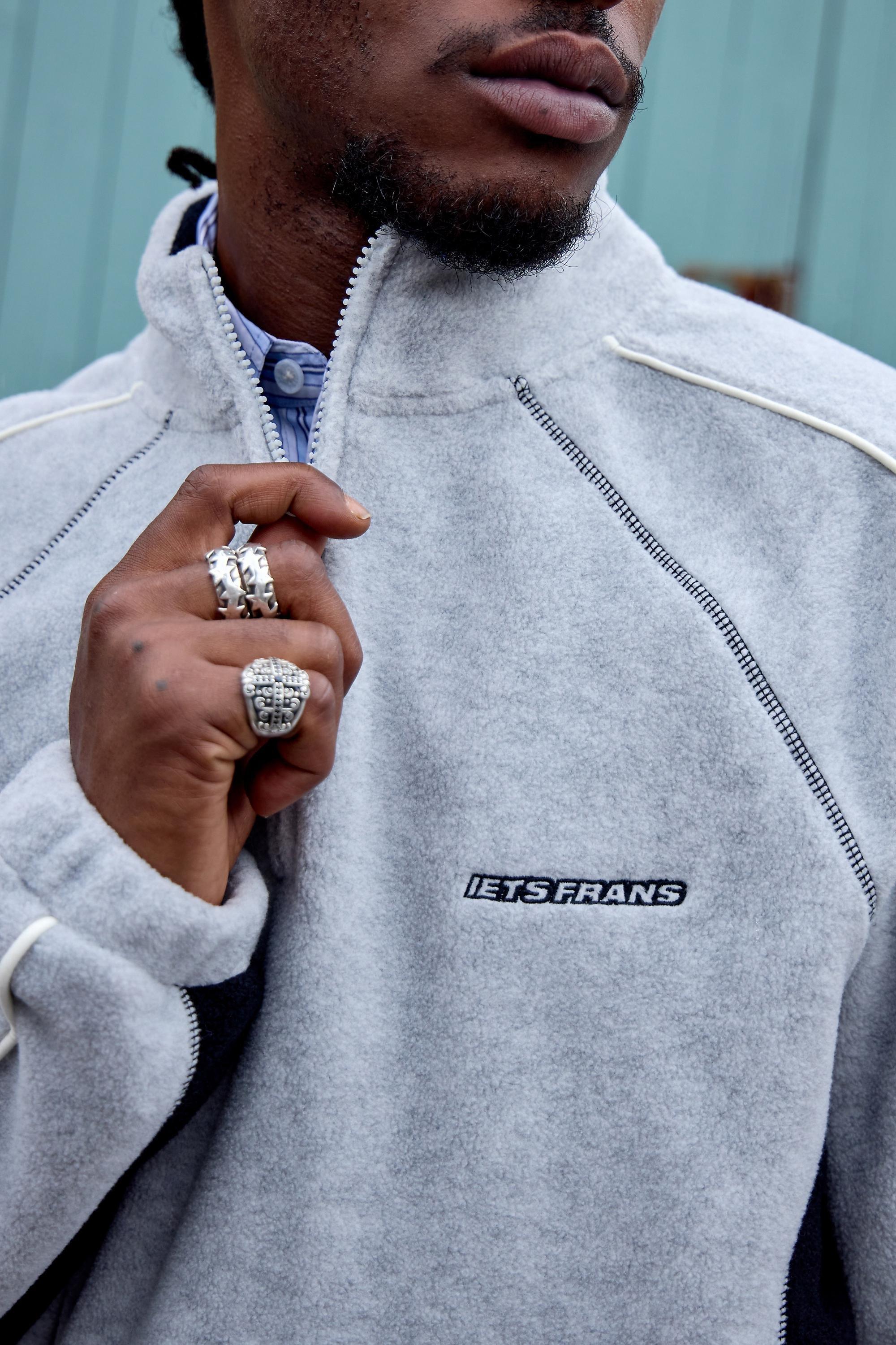 iets frans... Grey & Black Panel Fleece, GREY, large image number 0