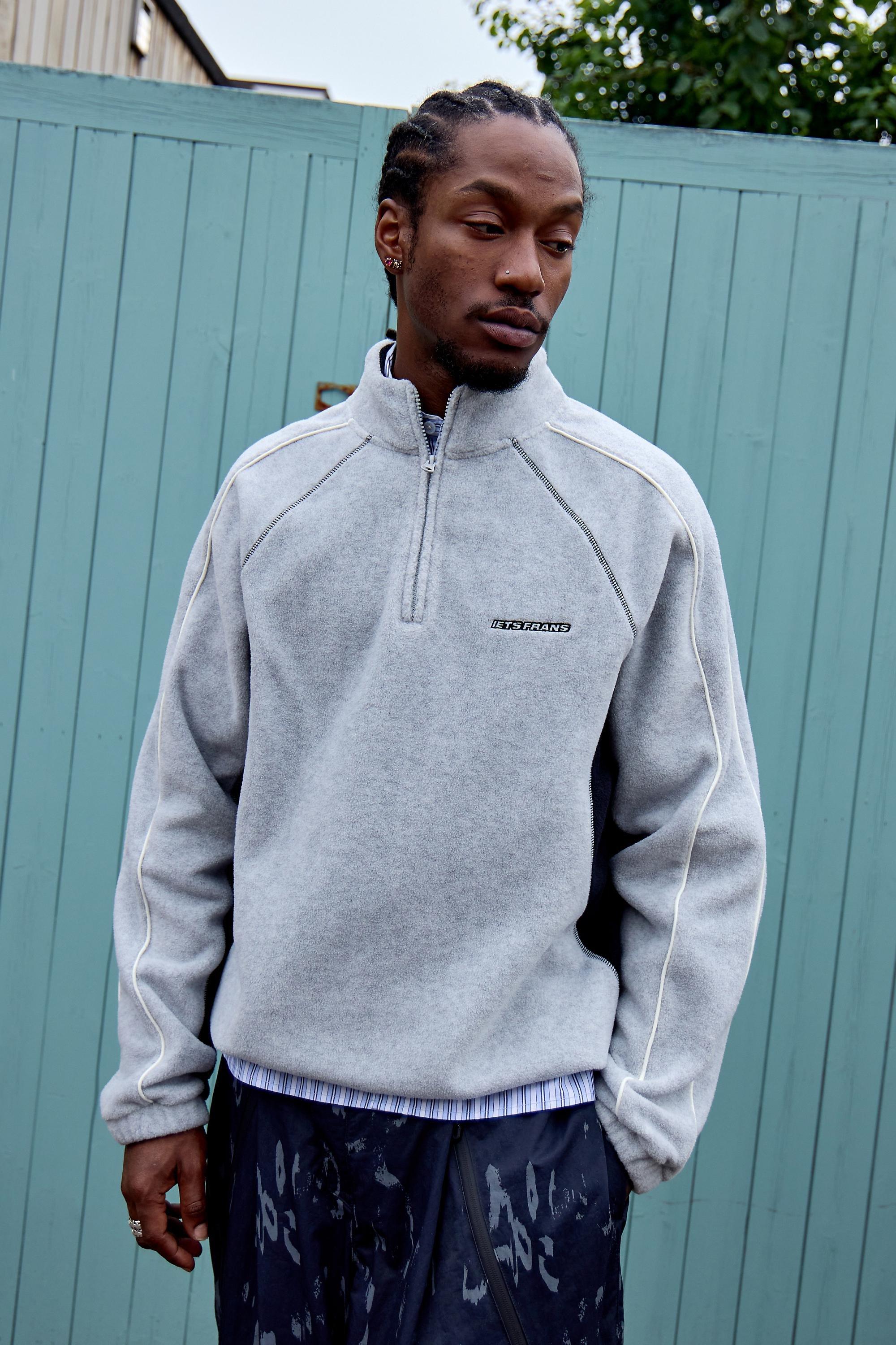 iets frans... Grey & Black Panel Fleece, GREY, large image number 1